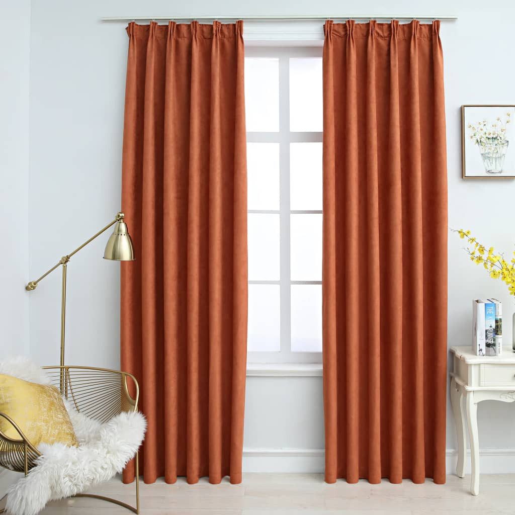 vidaXL Verdunkelungsvorhang, Verdunkelungsgardinen mit Haken 2 Stk. Rostbraun 140x225 cm