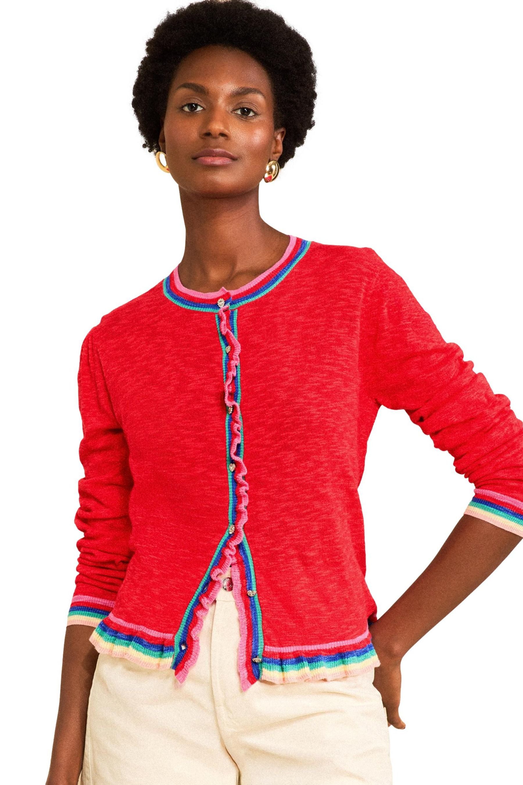 Cardigan Love & Roses Strickjacke mit Rüschendetail, Petite