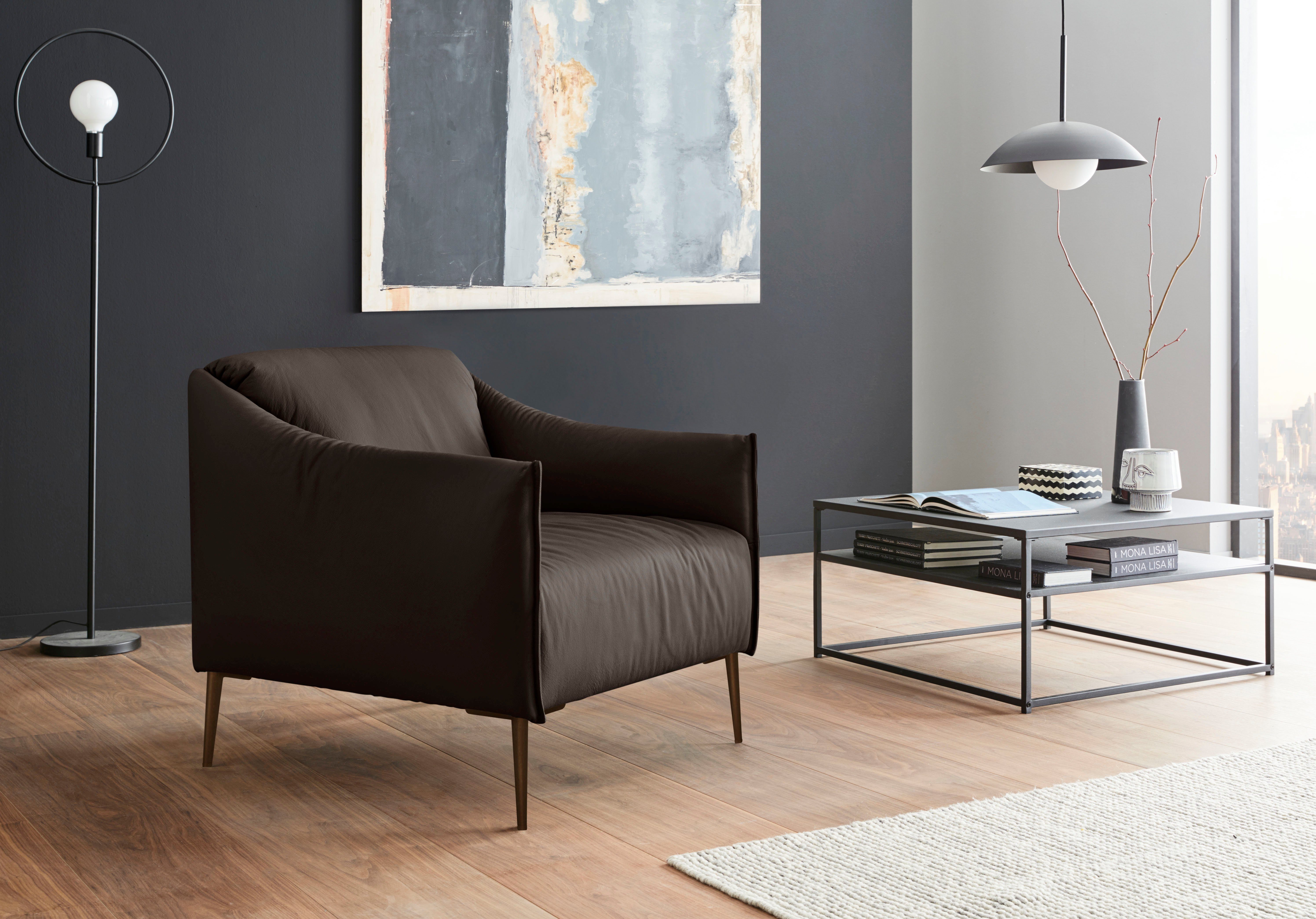 W.SCHILLIG Cocktailsessel sally Design-Sessel, bequem und zeitlos, tolle Verarbeitungsdetails, mit Metallfüßen in Bronze pulverbeschichtet