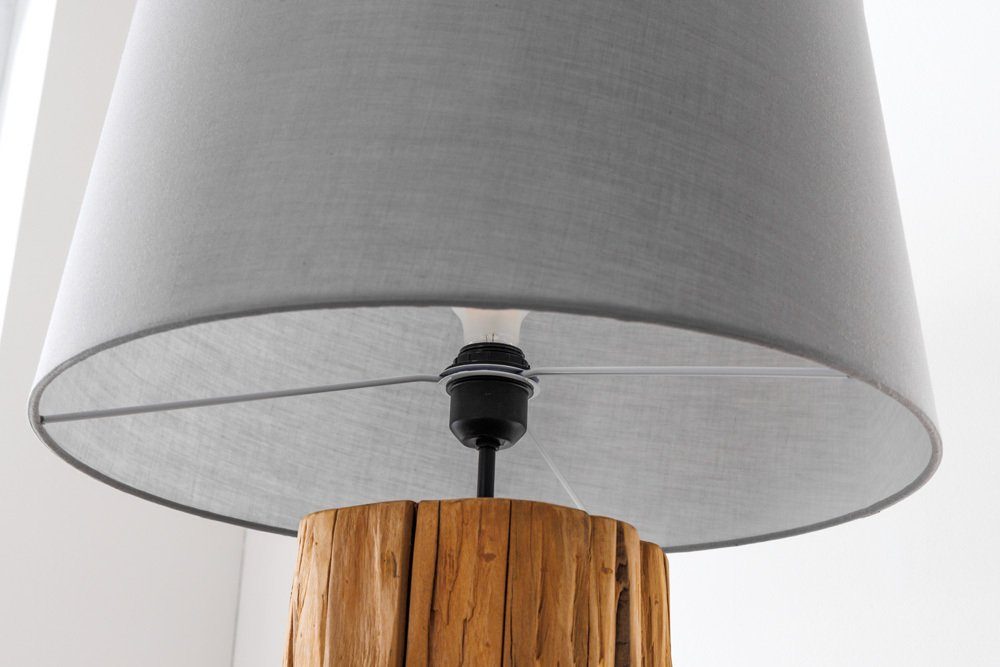 ohne · Maritim riess-ambiente Stehlampe · Handarbeit Massivholz 160cm · ROOTS Leinen Wohnzimmer grau, · Leuchtmittel,