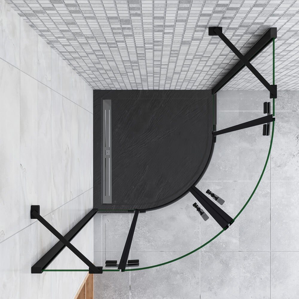 duschspa Runddusche 195cm 6mm Duschkabine Viertelkreis Duschabtrennung Duschtür Falttür, BxT: 80x80 cm, Einscheibensicherheitsglas, Sicherheitsglas, Set, ebener – Bild 5 von 5