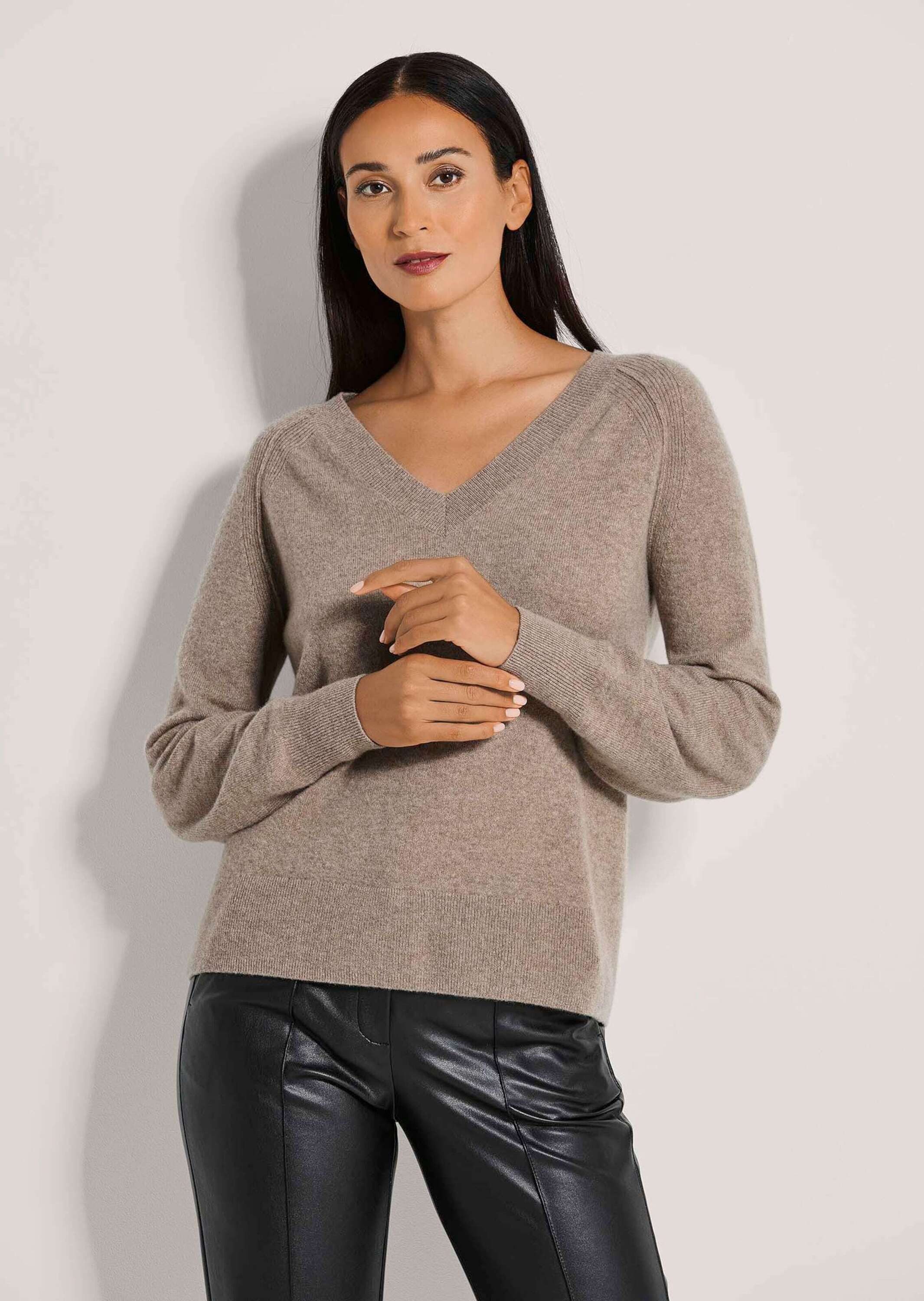 Strickpullover V-Pullover mit Kaschmir