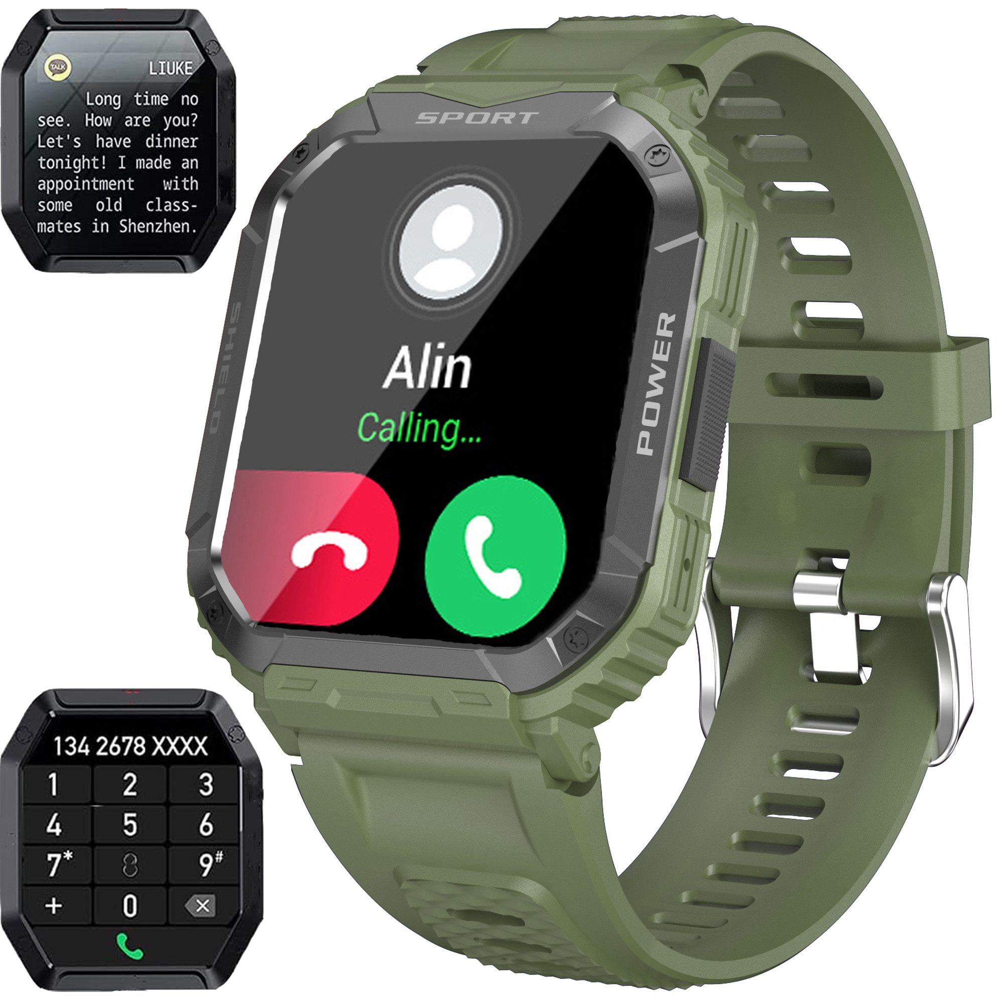 Sross Smartwatch Herren,mit Telefonfunktion, Fitness Tracker Uhr Smartwatch Sportuhr mit Blutdruck,SpO2,Herzfrequenz,Schrittzähler,Nachrichtenerinnerung, IP67 Wasserdicht,24 Sportmodi fitnessuhr für Android-iOS