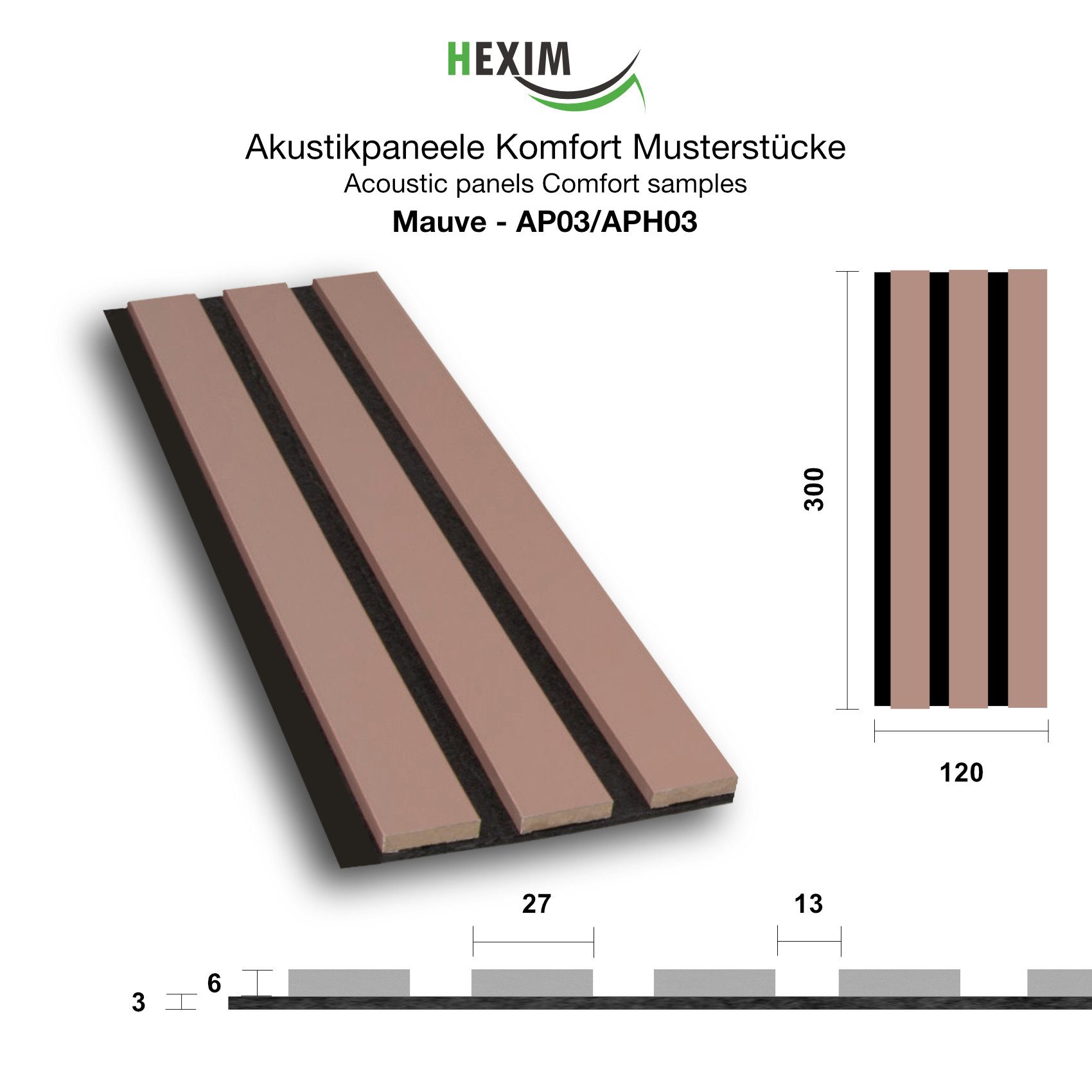 Hexim Wanddekoobjekt Mauve (Akustikpaneele Musterstück - günstig online kaufen