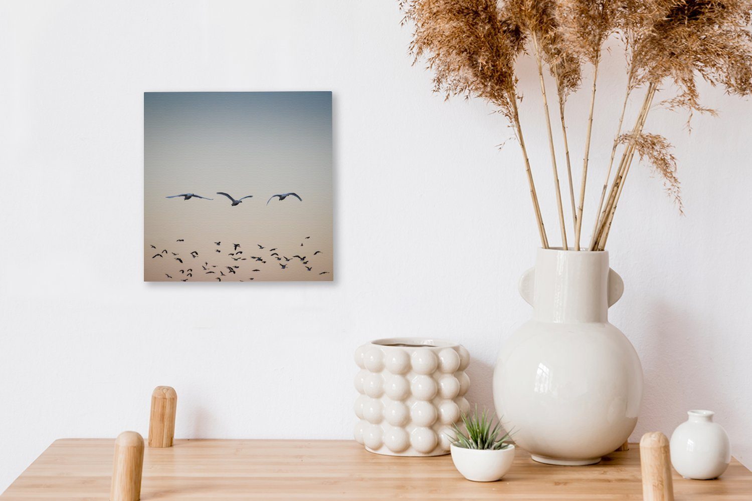 OneMillionCanvasses® Leinwandbild Vogel - für - Leinwand Bilder Wohnzimmer Sonnenuntergang, (1 St), Schwan Schlafzimmer