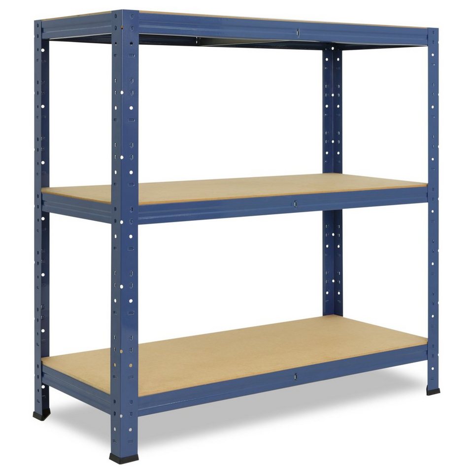 shelfplaza Schwerlastregal HOME, 115x120x60cm blau, 3 Böden, Kellerregal, Garagenregal, Steckregal
