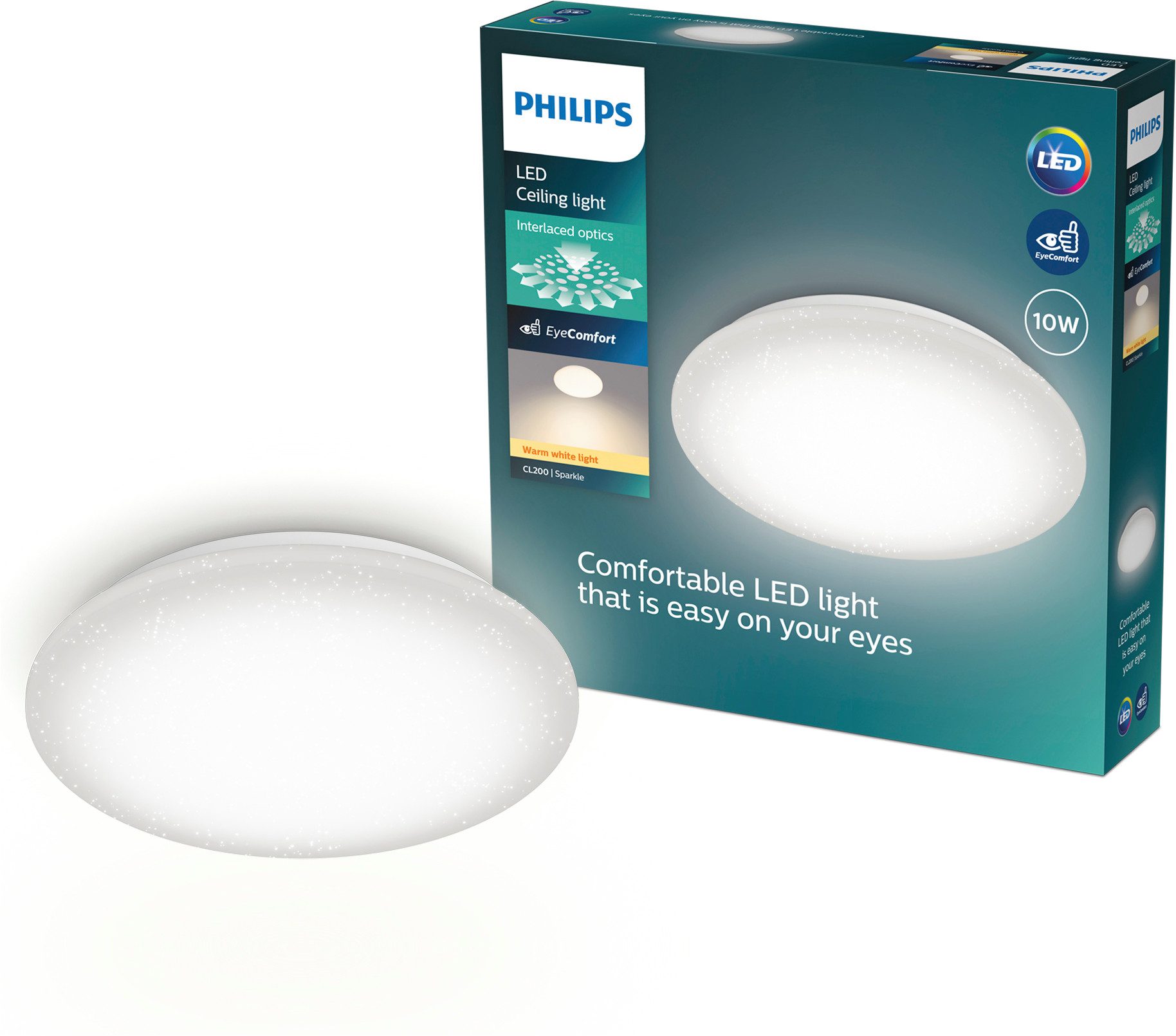 Philips LED Deckenleuchte Moire CL200, warmweiß (2700K), rund, weiß, LED fest integriert, Warmweiß, Sternenlichtoptik