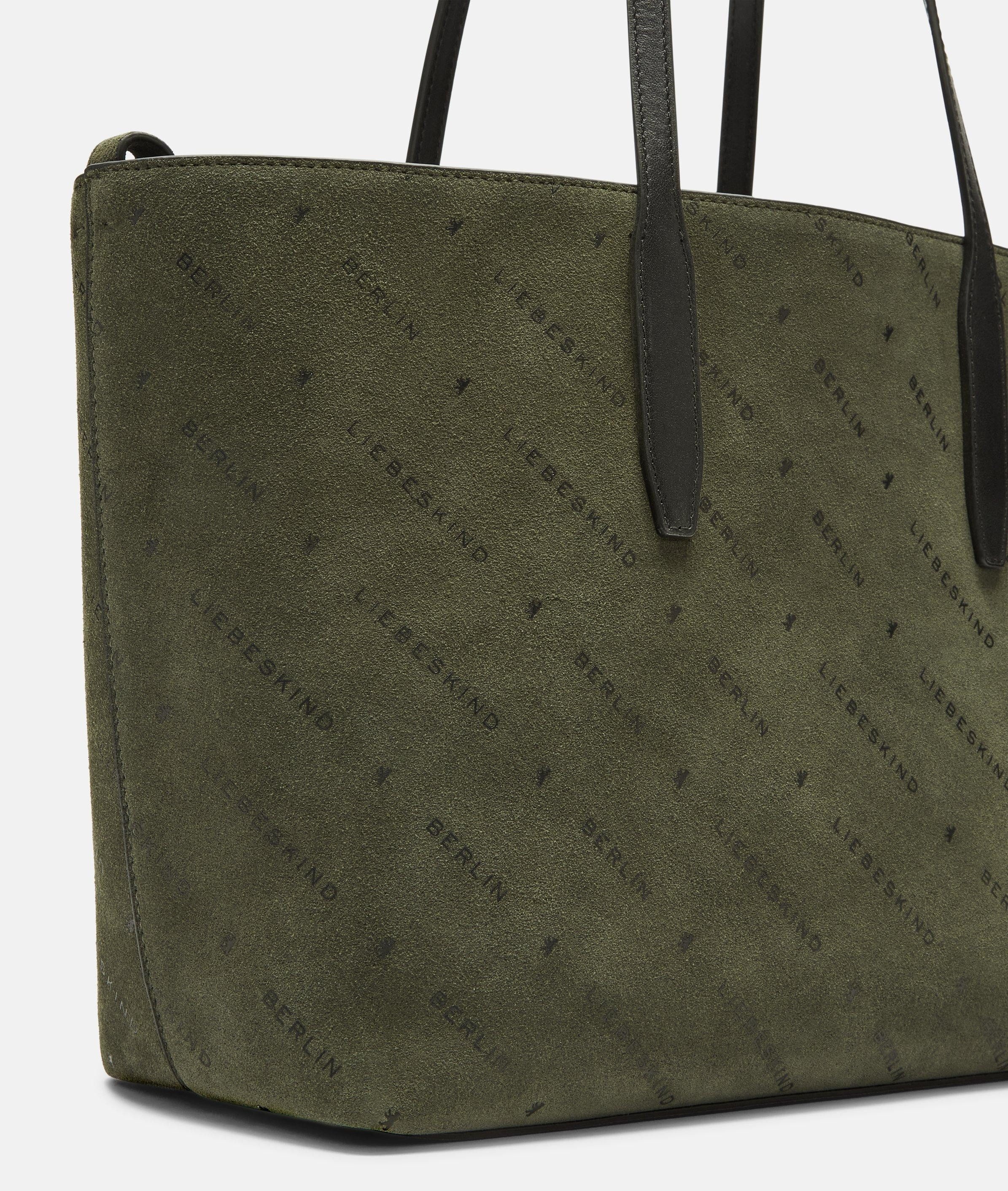 Liebeskind Berlin Shopper Monogram Shopper M, Shopper aus Veloursleder mit Liebeskind Berlin Schriftzug