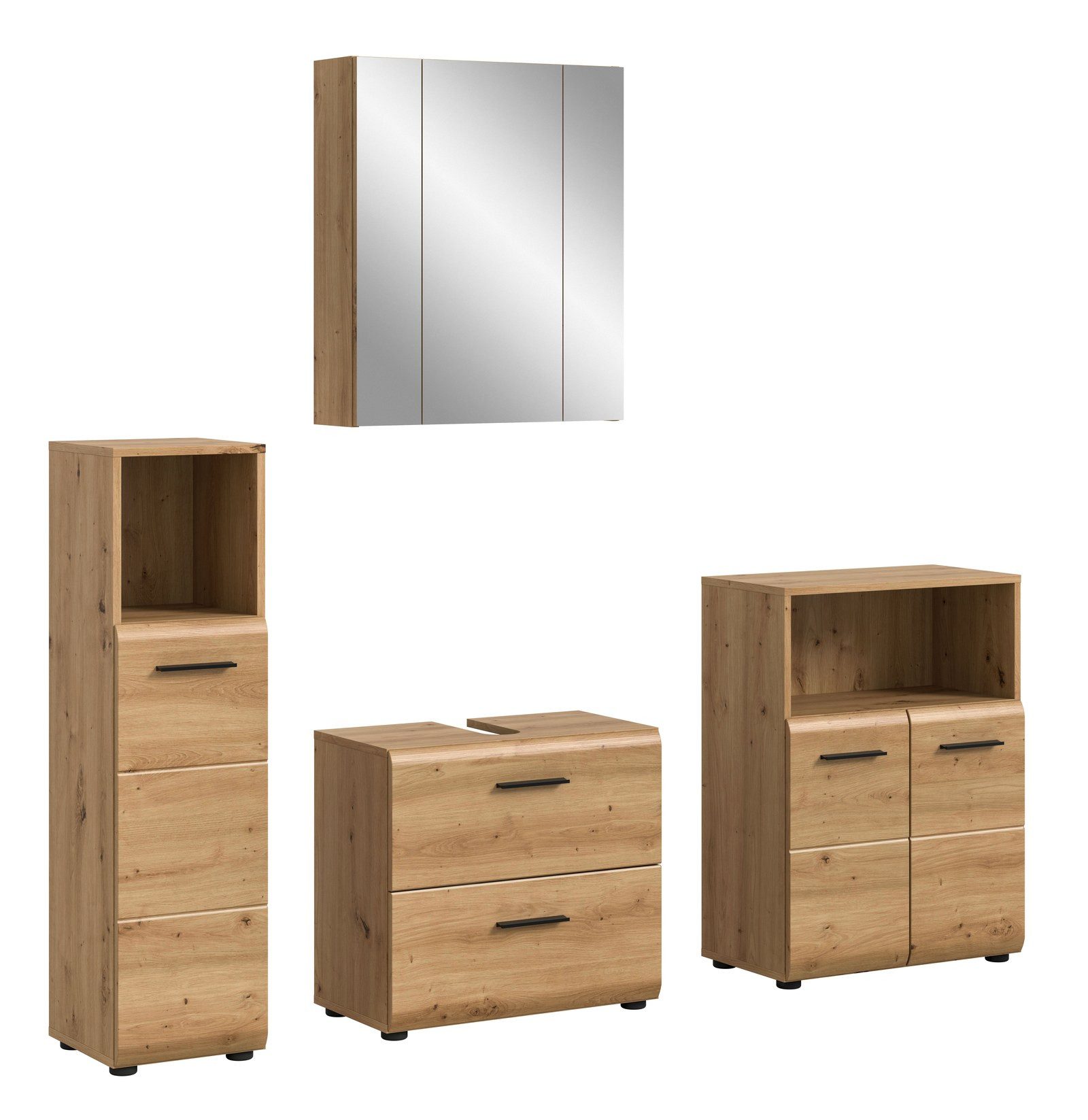 Aileenstore Badmöbel-Set ARCTIC, (4-St), 180 cm Breite, Holz, 4-teilig
