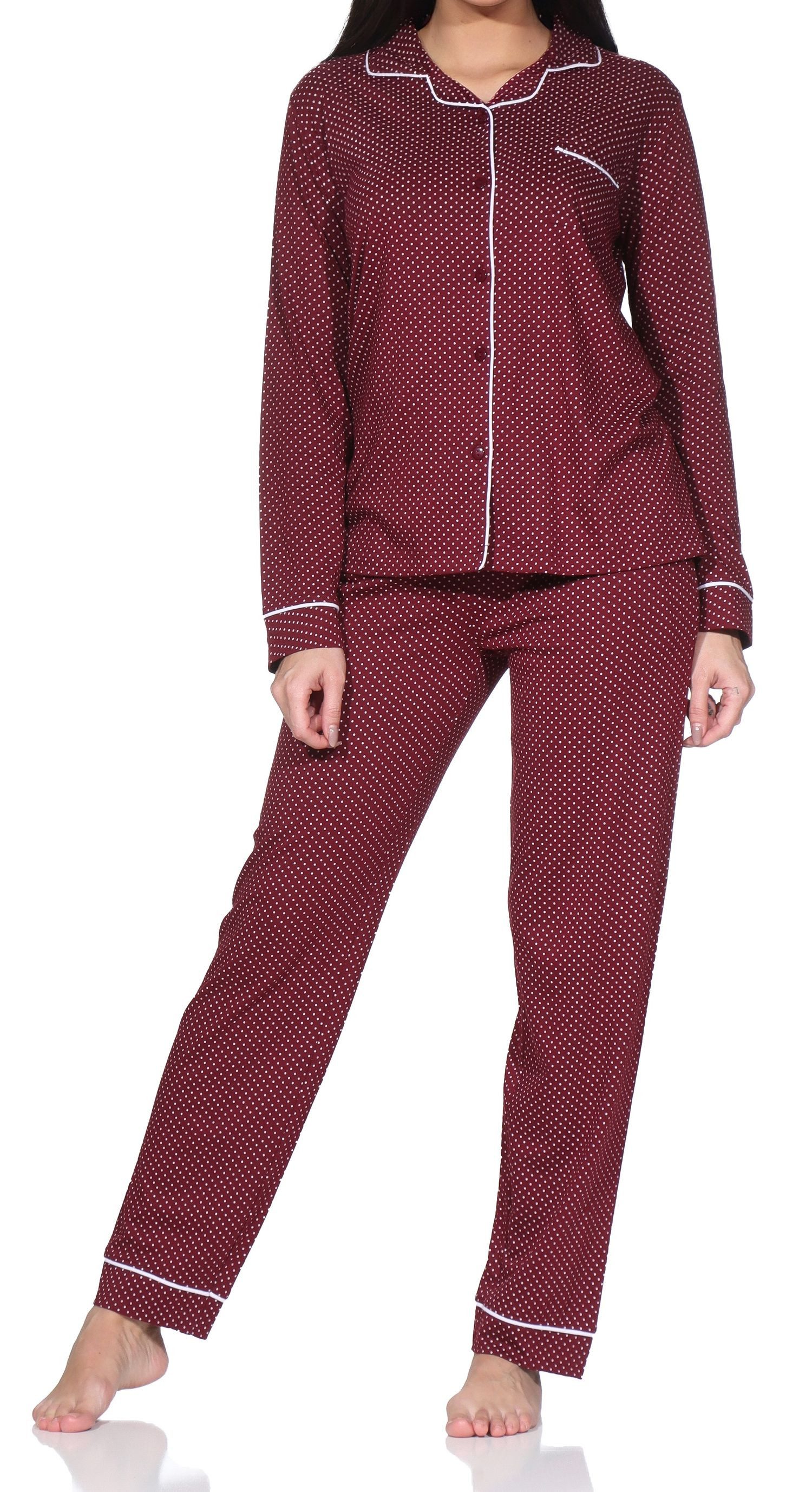 Normann Pyjama Normann Damen Schlafanzug in klassischer Optik – auch in Übergrößen