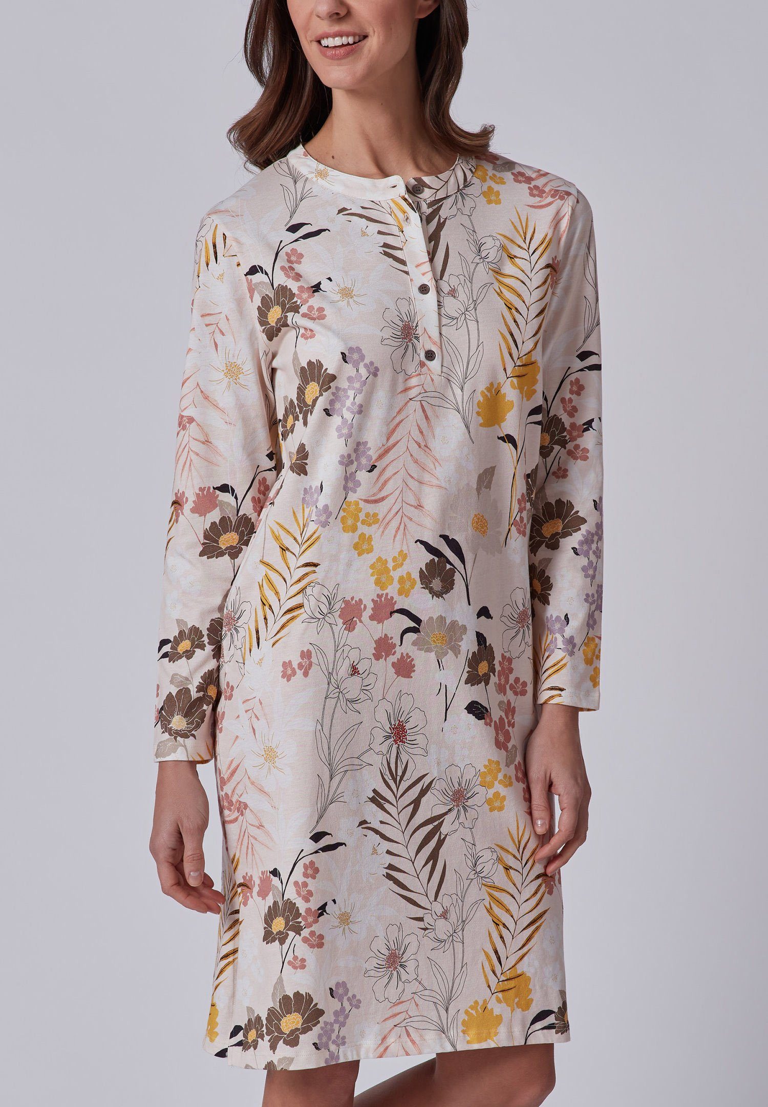 HUBER Nachthemd Damen Schlafshirt mit langem Arm (1-tlg) Modisches Design