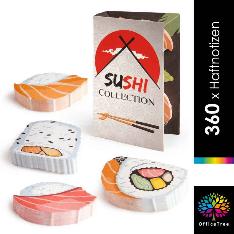 OfficeTree Haftnotizblock Haftnotizen Sushi, 4 x 90 Blatt – Für Studenten und als Büro Gadgets