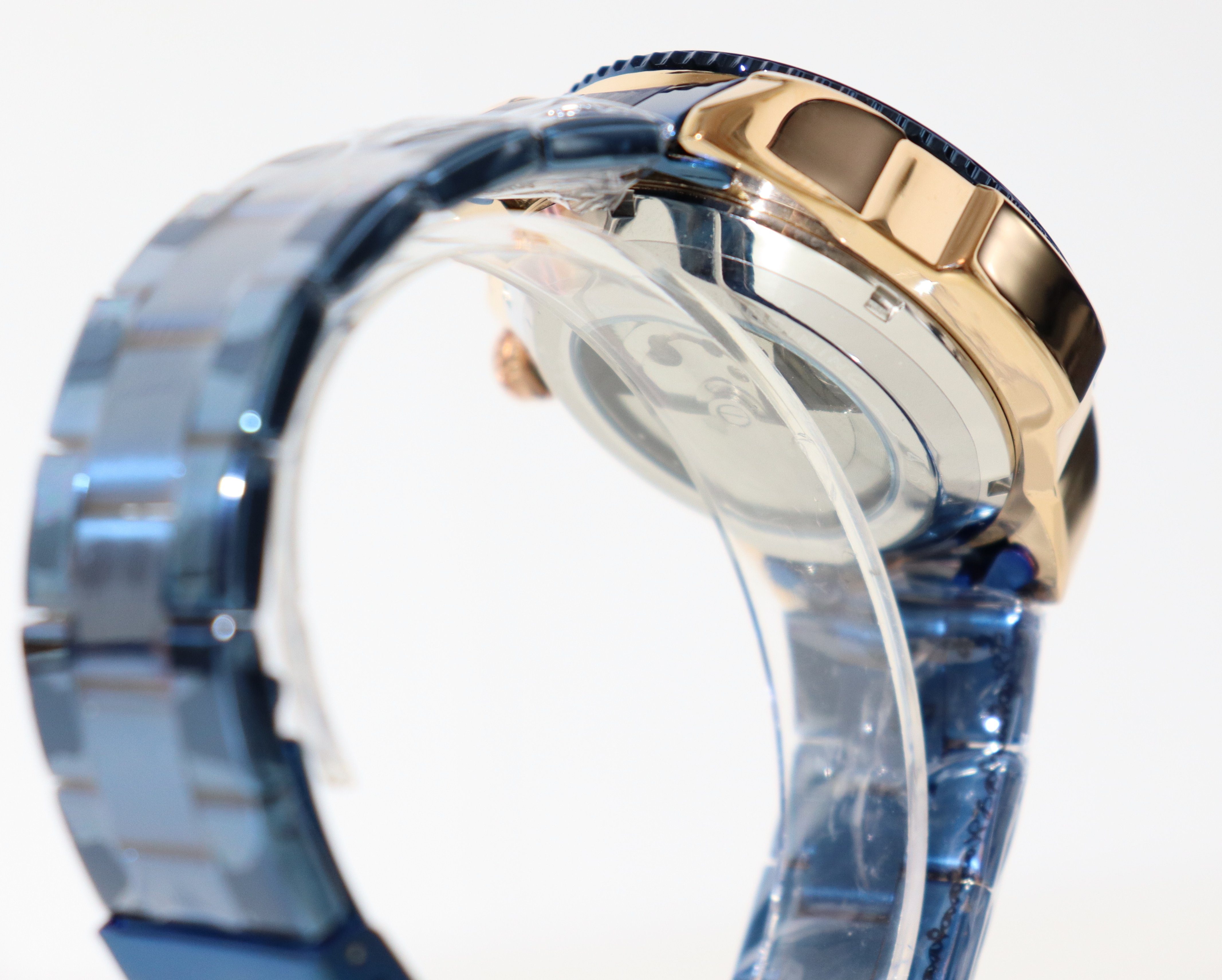 Herrenuhr Datum Marke Automatikuhr Anzeige und Monats Automatikuhr Armband Ziffernblatt Wochentag Forsining blaues Design Rötting