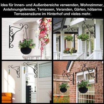 Bettizia Wandhaken 2x Haken Blumenampel Blätter Wandhaken Gusseisen Wandhalterung Ca.30cm