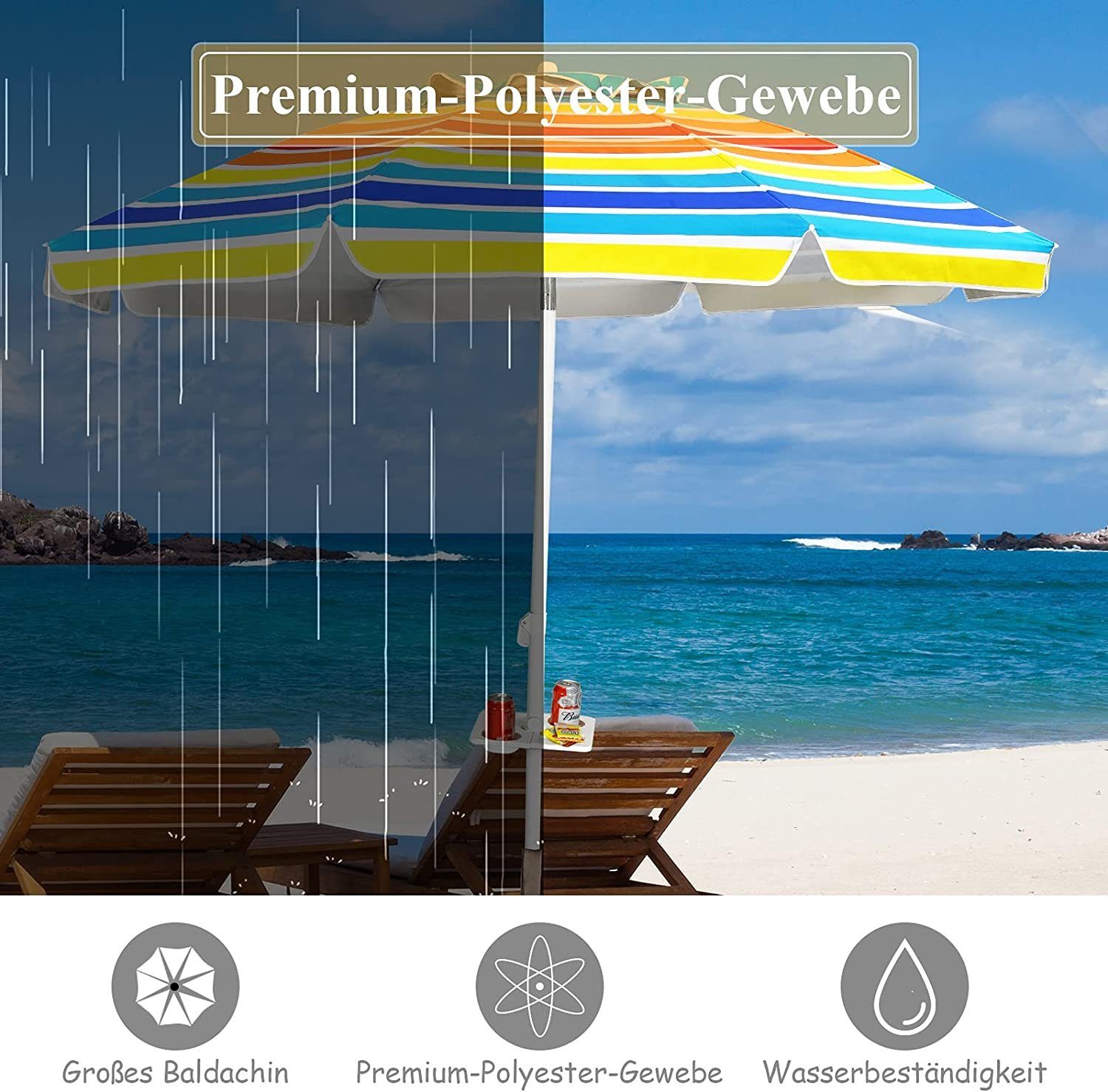 KOMFOTTEU Sonnenschirm Terrassenschirm, Ø 220 cm,Sonnenschutz