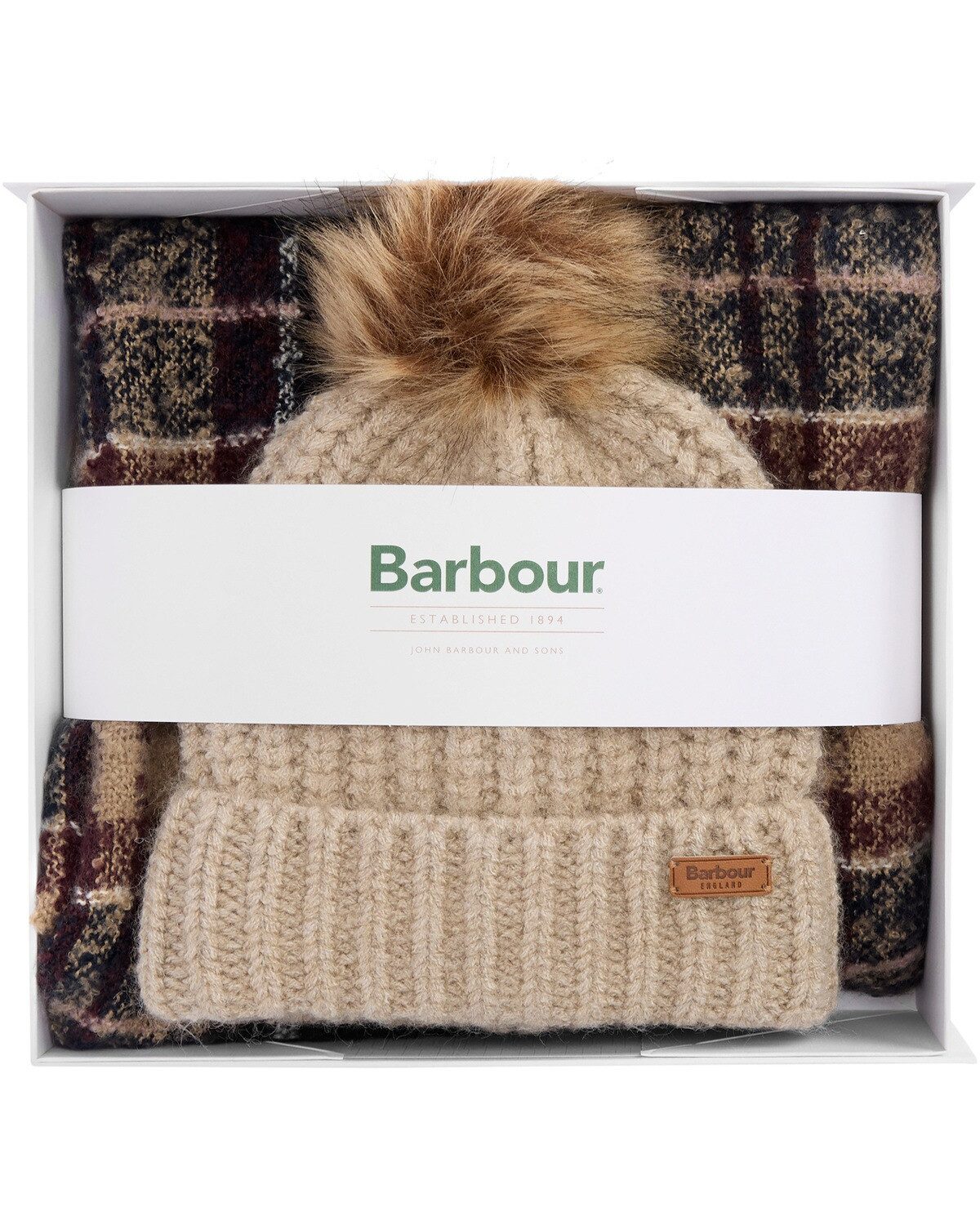 Barbour Bommelmütze Set Saltburn Beanie und Schal günstig online kaufen