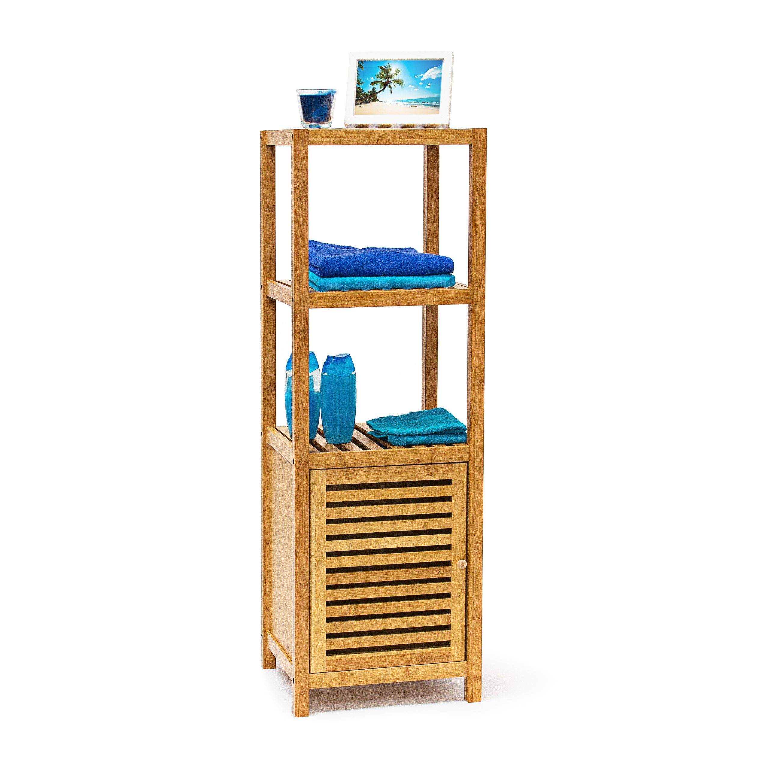 relaxdays Badregal Bambus mit Tür, 1-tlg., 4