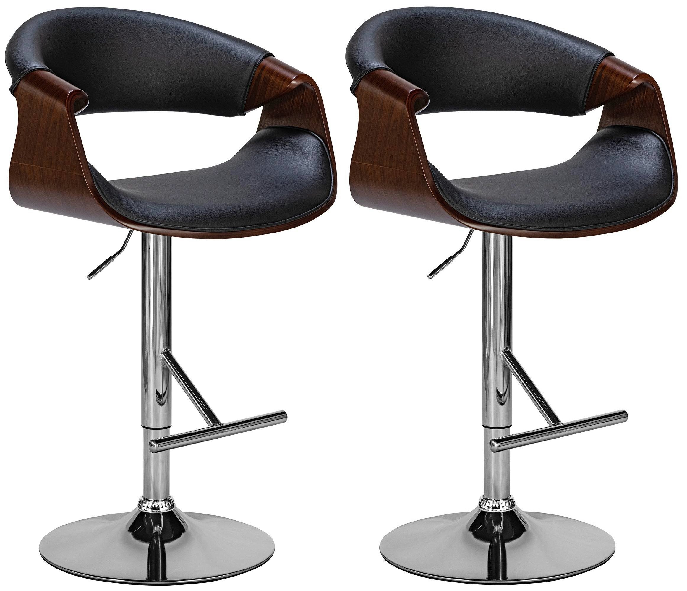 furnicato Barhocker Foley 2er Set 95-116x60x52 cm Walnuss/Schwarz (1 St)