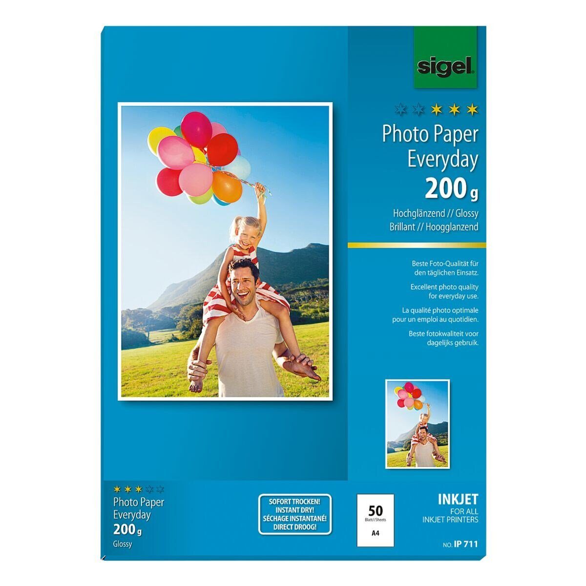 Sigel Fotopapier Everyday Plus, hochglänzend und sofort trocknend