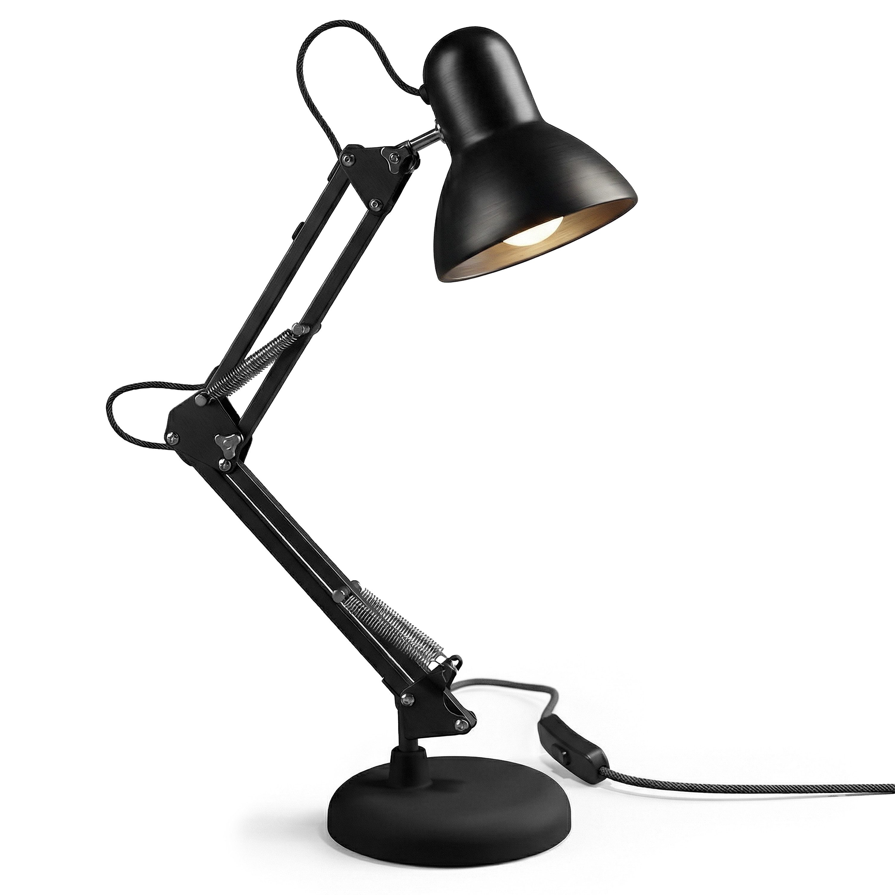 BEARWARE Schreibtischlampe Retro Stil, Bürölampe, Leselampe, Vintage Tischleuchte, Kabelschalter, Ein-/Ausschalter, ohne Leuchtmittel, warmweiß, tageslichtweiß, neutralweiß, Industrie Look, E27, flexibler Gelenkarm, für Büro, Wohnzimmer uvm.