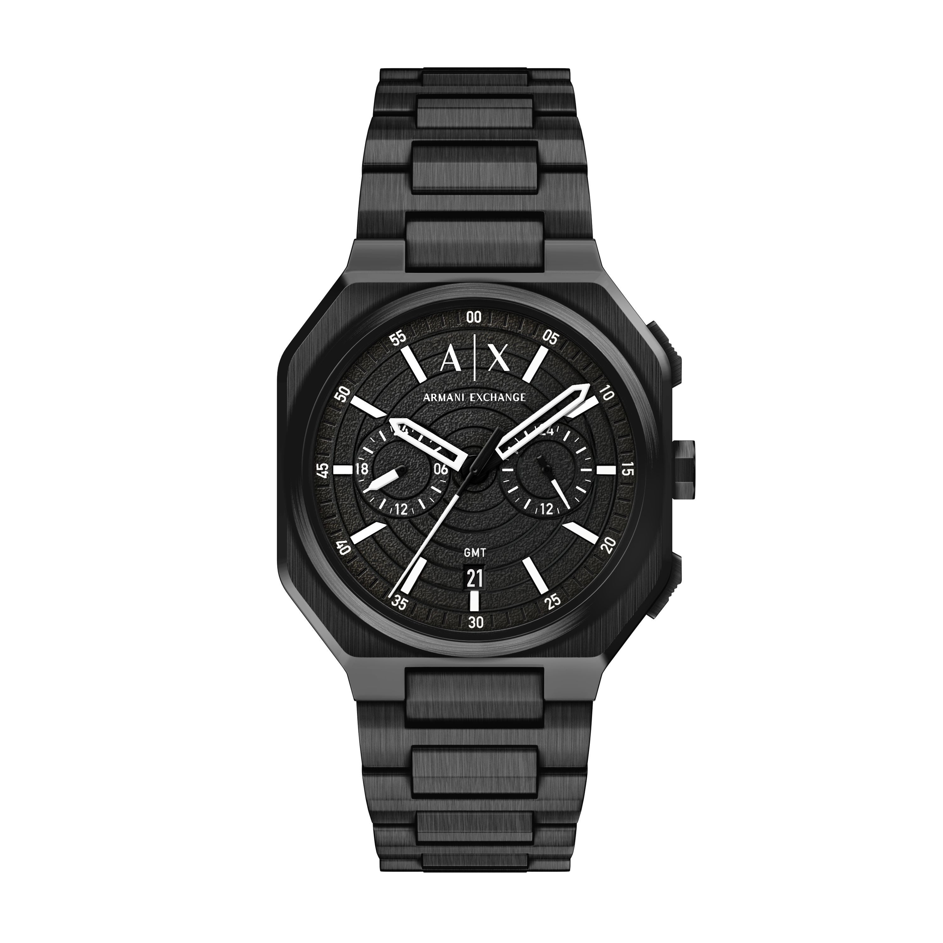 ARMANI EXCHANGE Quarzuhr AX1478, Armbanduhr, Edelstahlarmband, analog, Tag, Dualzeit
