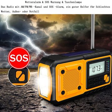 GelldG Kurbelradio Notfall Tragbare Solar Radio mit AM/FM/WB 4000mAh Radio