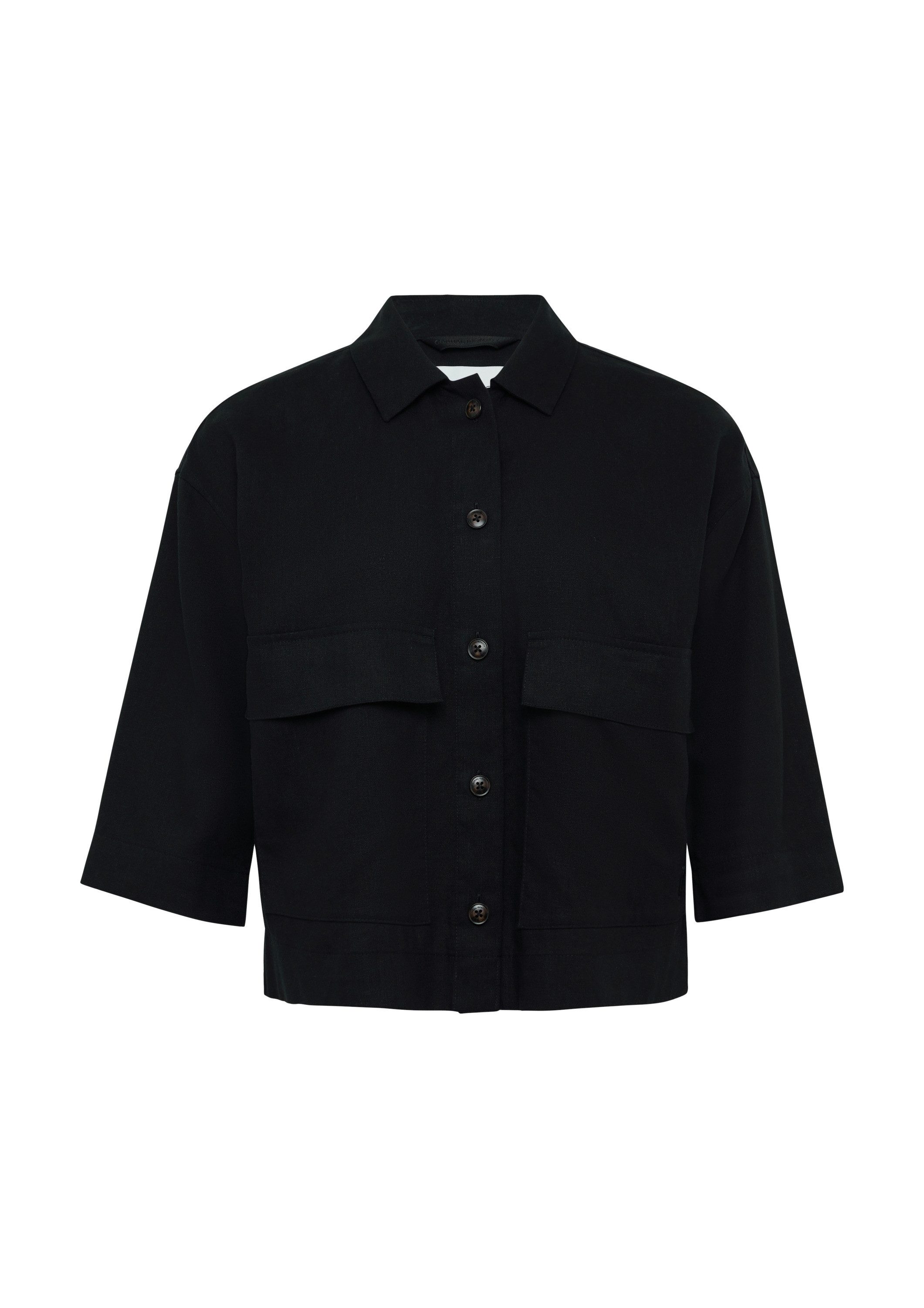 comma Funktionsjacke Indoor-Jacke Kurze Leinemix-Hemdjacke mit 3/4-Ärmeln günstig online kaufen