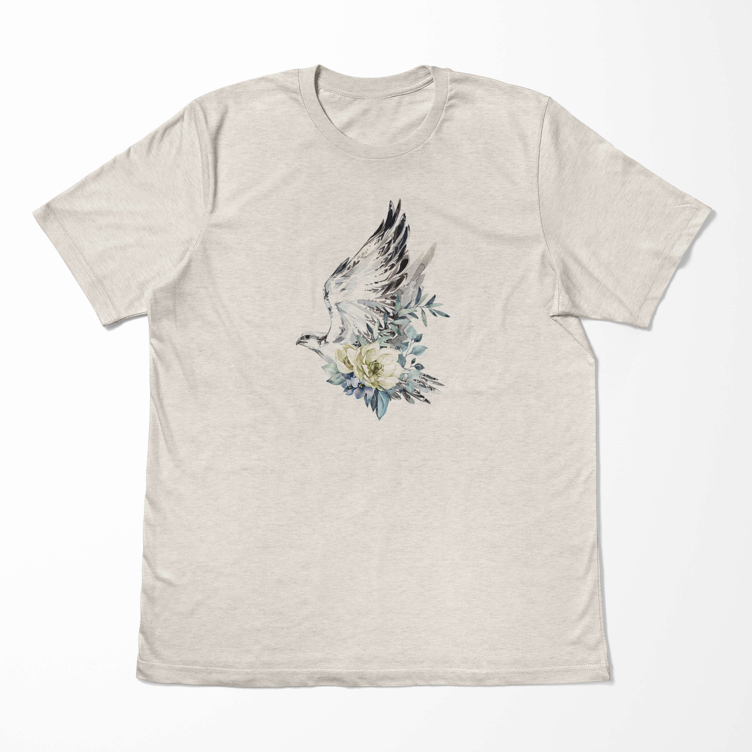 Organic Farbe Shirt Art Bio-Baumwolle Falke Motiv T-Shirt Nachhaltig T-Shirt Herren Blumen Sinus Aquarell (1-tlg) Ökomode