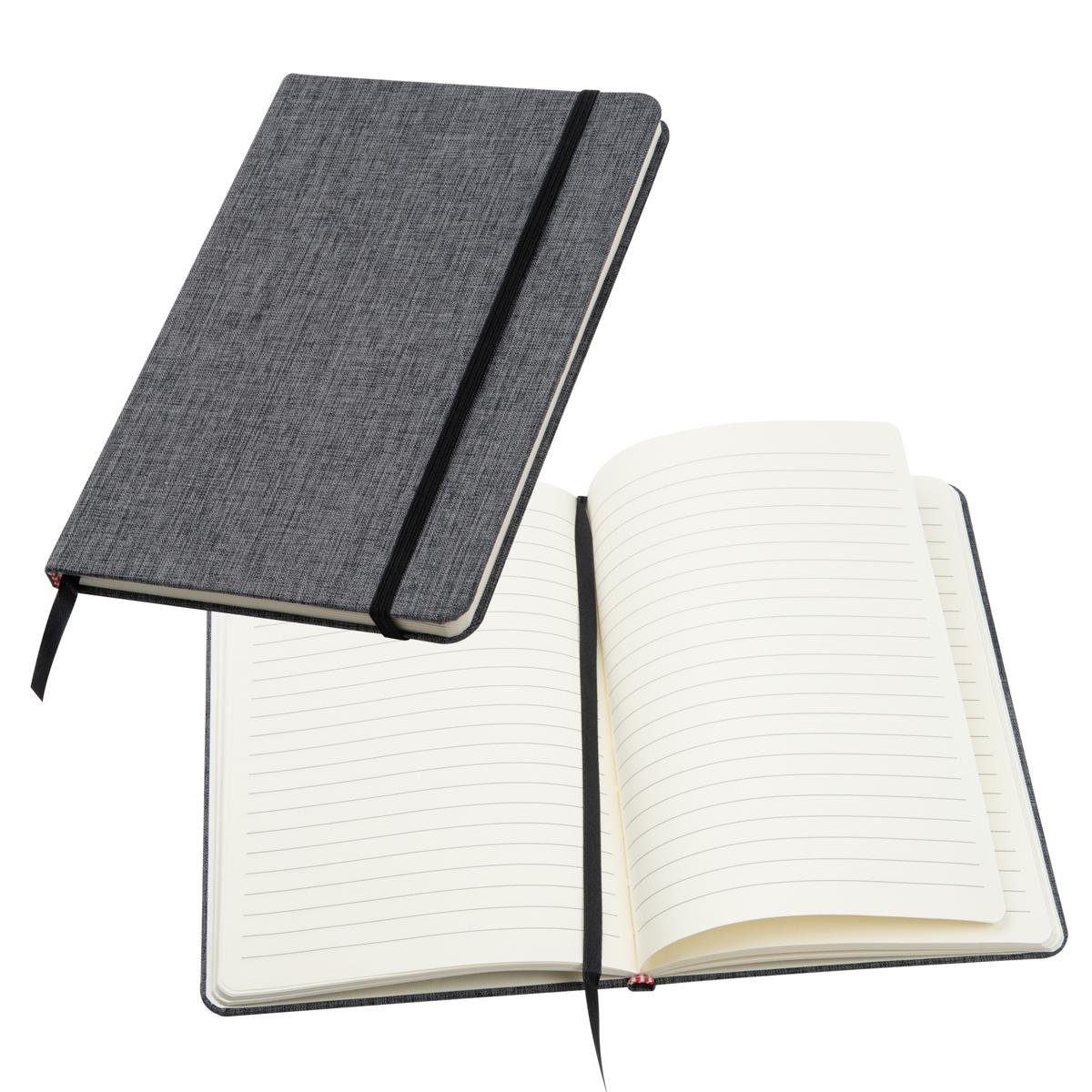 Notizbuch Notizbuch mit Umschlag aus Stoff / A5 / 160 linierte Seiten