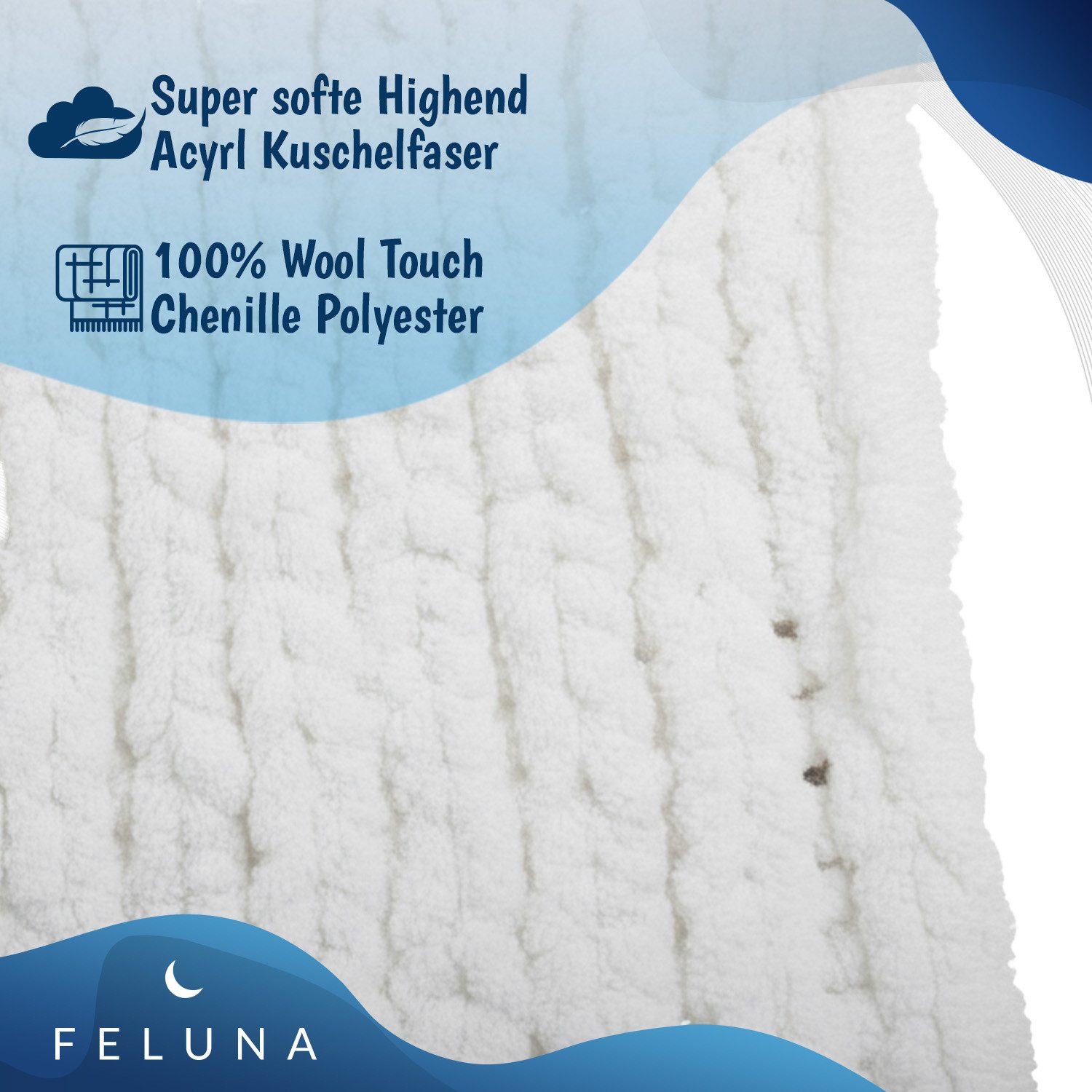 Wohndecke Grobmaschige Wohlfühldecke, Feluna, Flauschige Kuscheldecke Grobstrick Tagesdecke