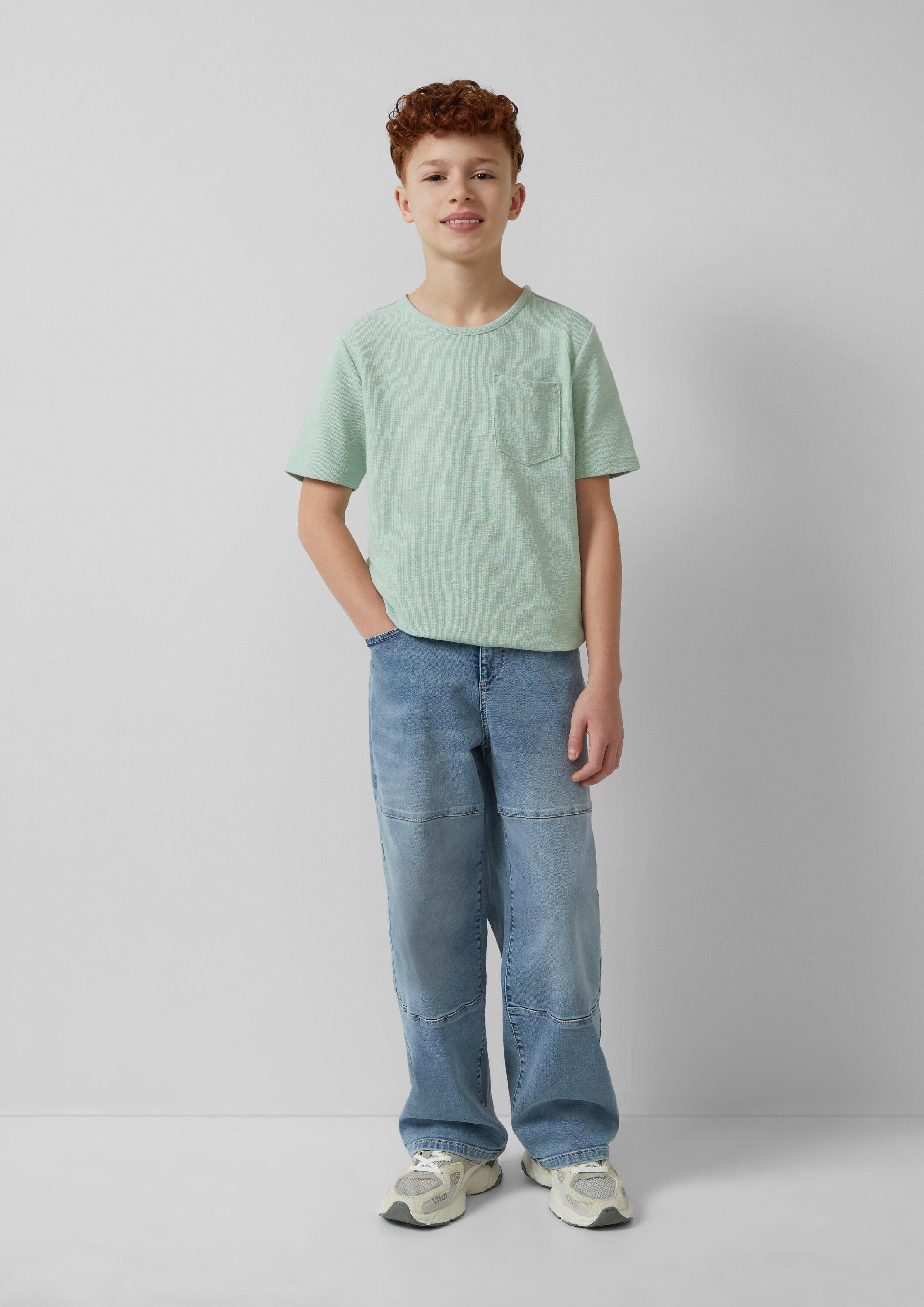 s.Oliver Kurzarmshirt T-Shirt Strukturiertes T-Shirt mit Brusttasche