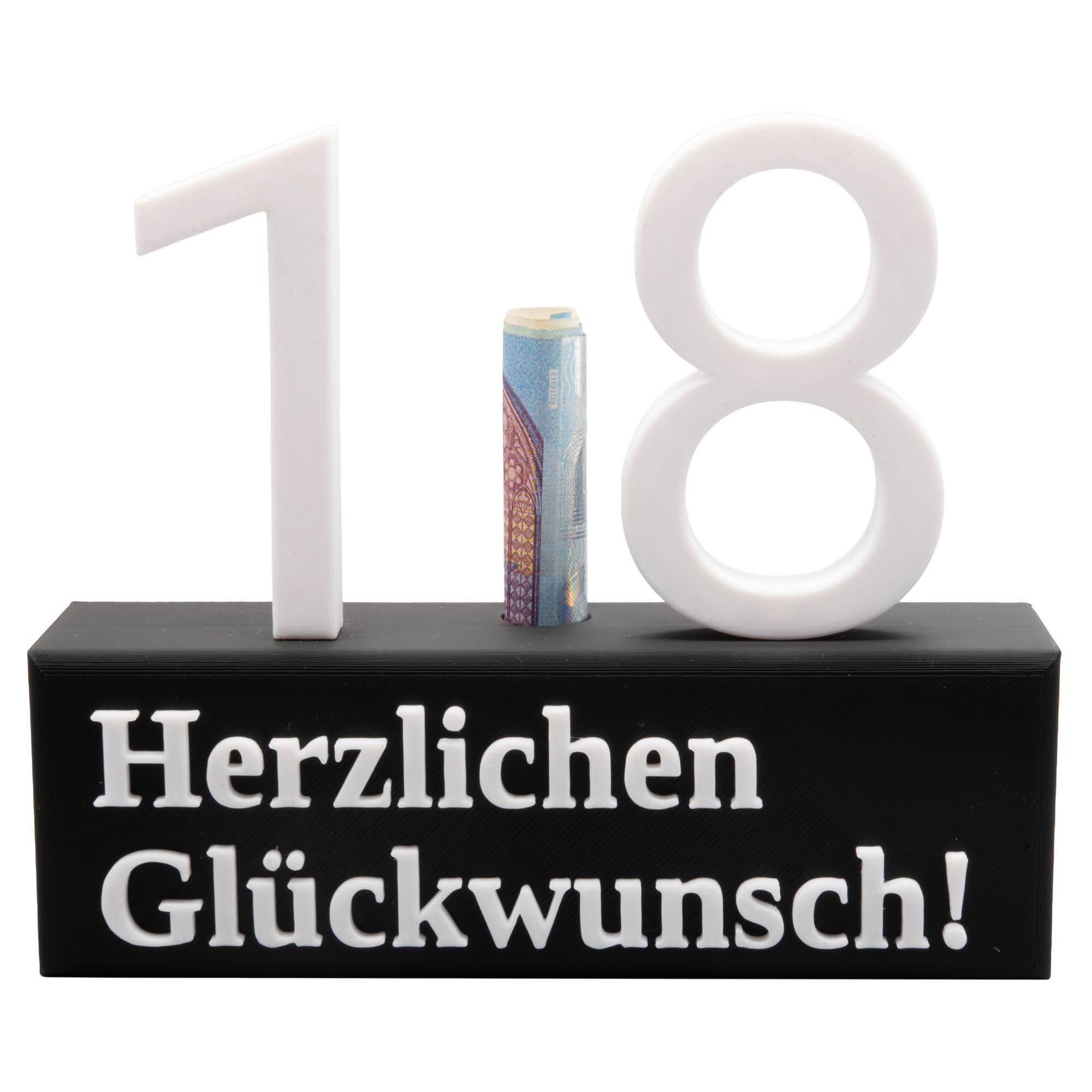 TSB Werk Geschenkbox 18. Geburtstag Geschenk Jubiläum 18 Hochzeit, Geschenkidee, Zahlenständer, Achtzehn