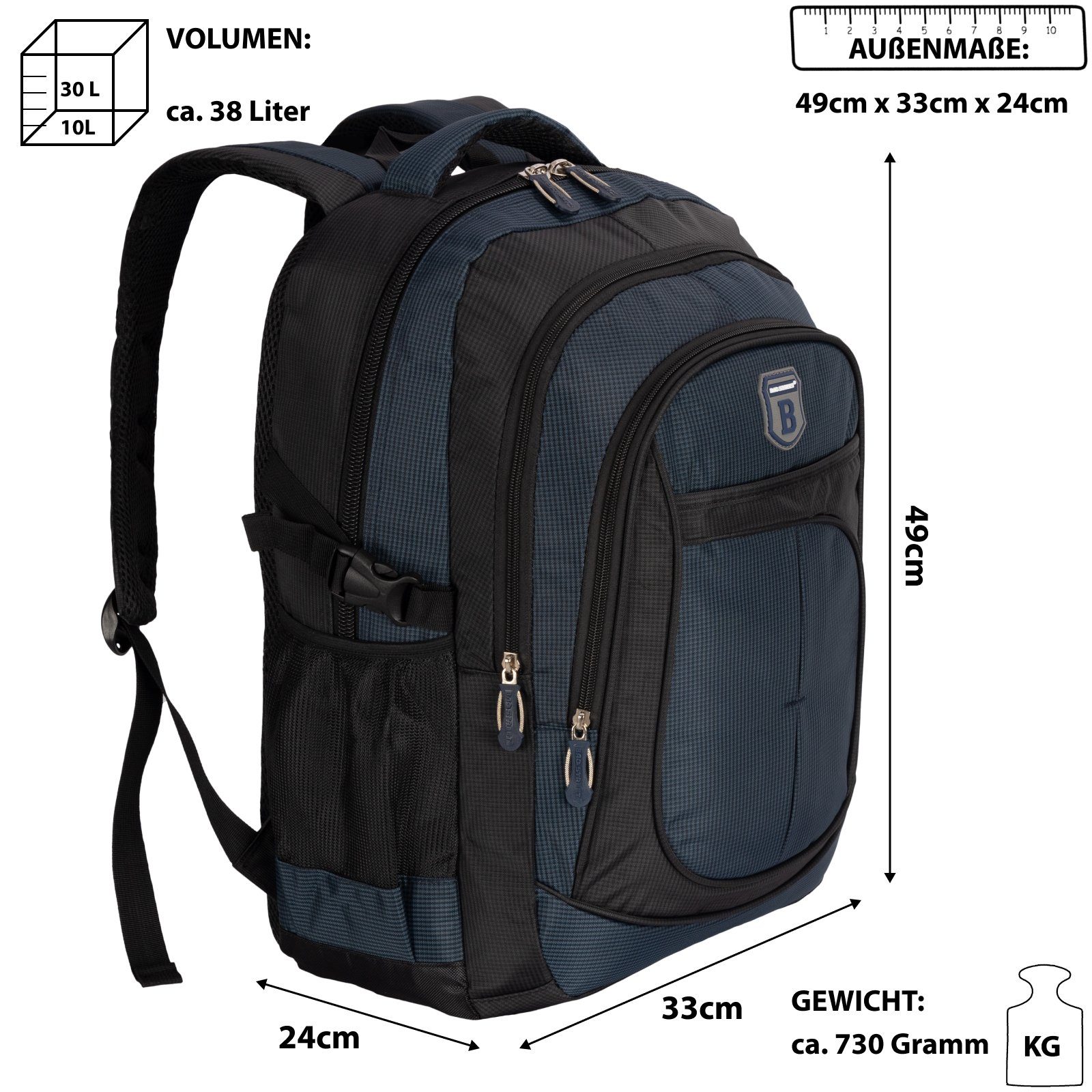 BAG STREET Rucksack Rucksack Damen Herren Sport Schulrucksack Freizeit Reise Wandern, Freizeitrucksack, Sportrucksack, Businessrucksack