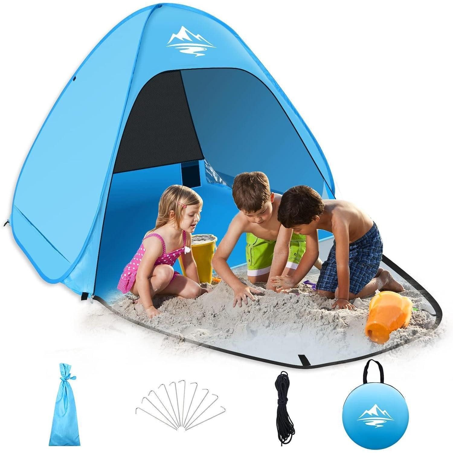 Strandmuschel Strandmuschel Pop Up Strandzelt automatisch UV-Schutz 50+ 2-3 Personen