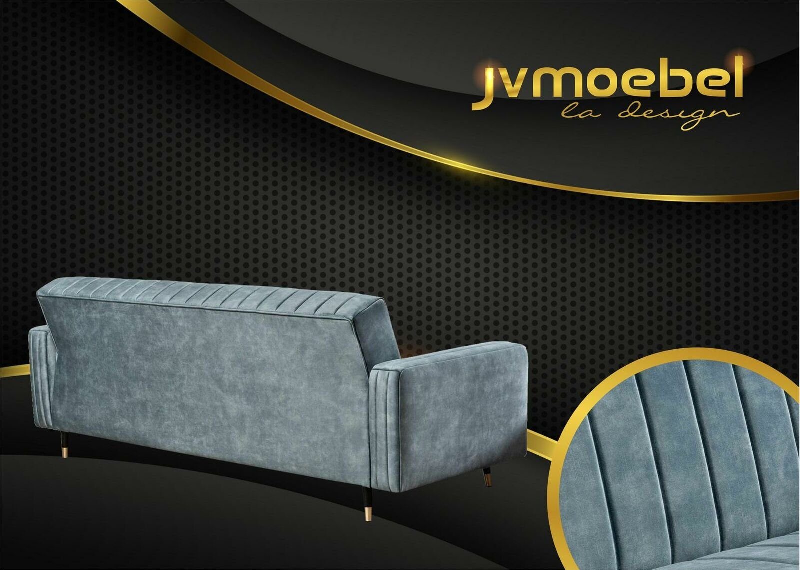 JVmoebel Sofa, Dreisitzer Stoff Wohnzimmer Rosa Design Sofa Grau