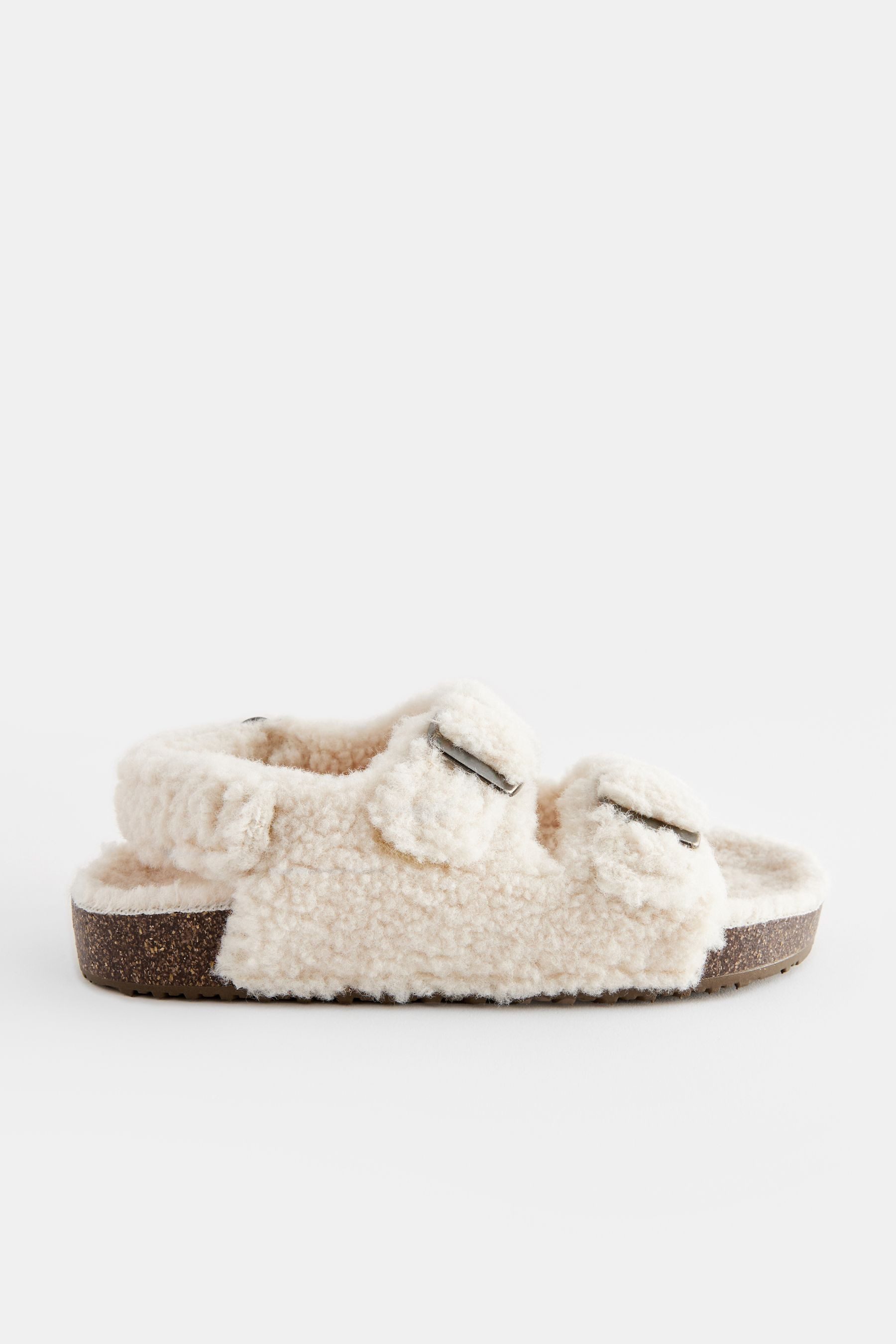 Slippers mit zwei Riemen und Fußbett aus Kork Hausschuh