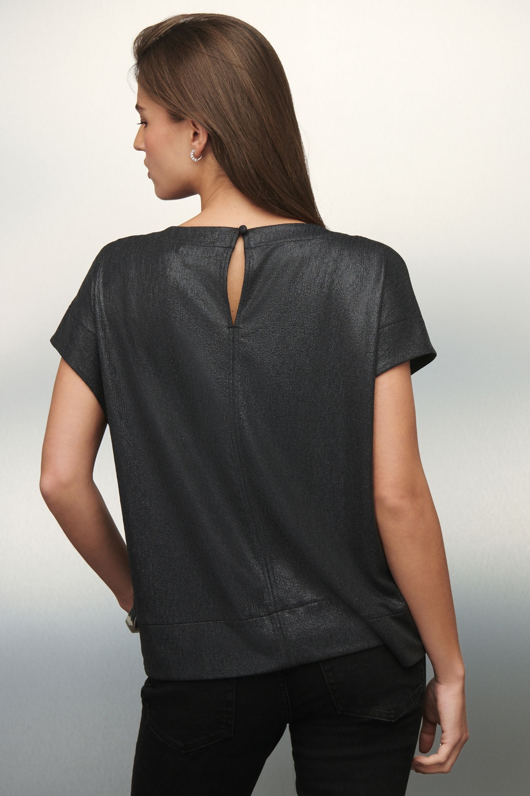 Next T-Shirt Kurzärmeliges, kastiges Metallic-T-Shirt (1-tlg) günstig online kaufen