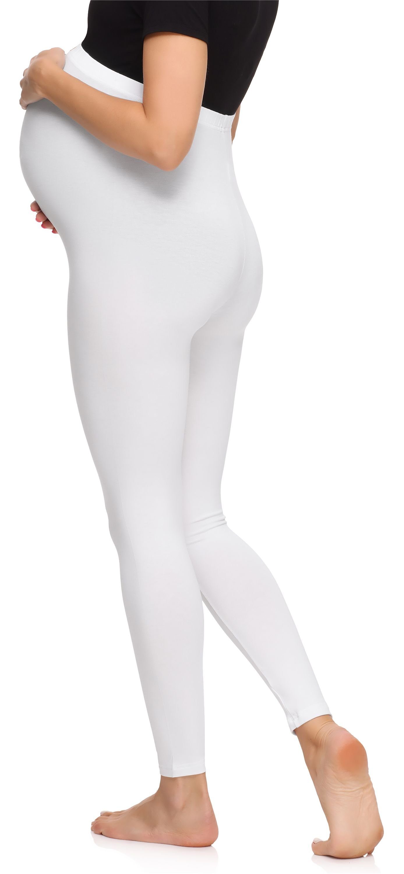Damen aus Style Umstandsleggings Merry (1-tlg) Lange Weiß Bund Viskose elastischer MS10-297 Umstandsleggings
