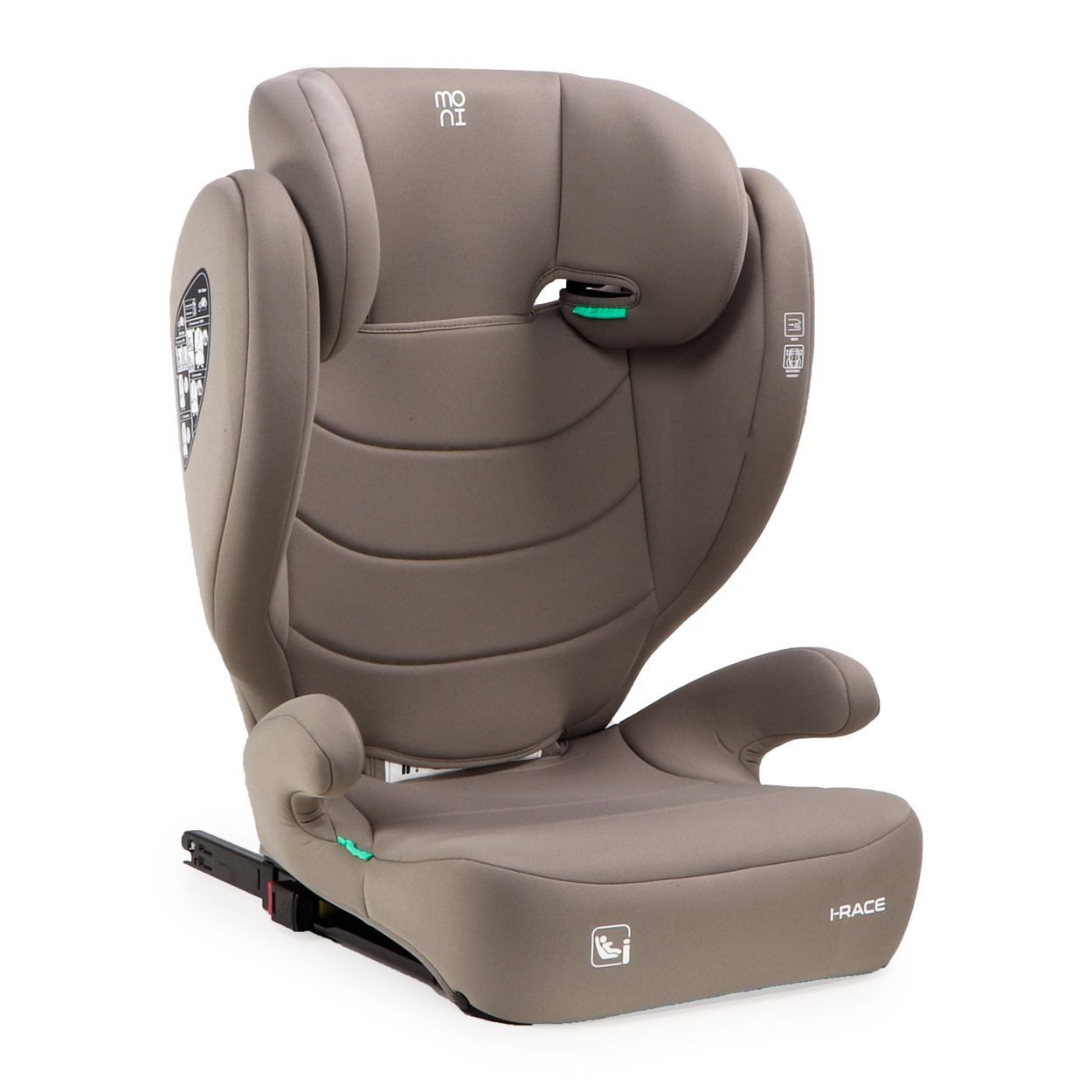 Moni Kindersitzerhöhung Kindersitz i-Race i-Size, ab: 6, bis: 12, 100-150 cm Isofix Rückenlehne abnehmbar Kopfstütze