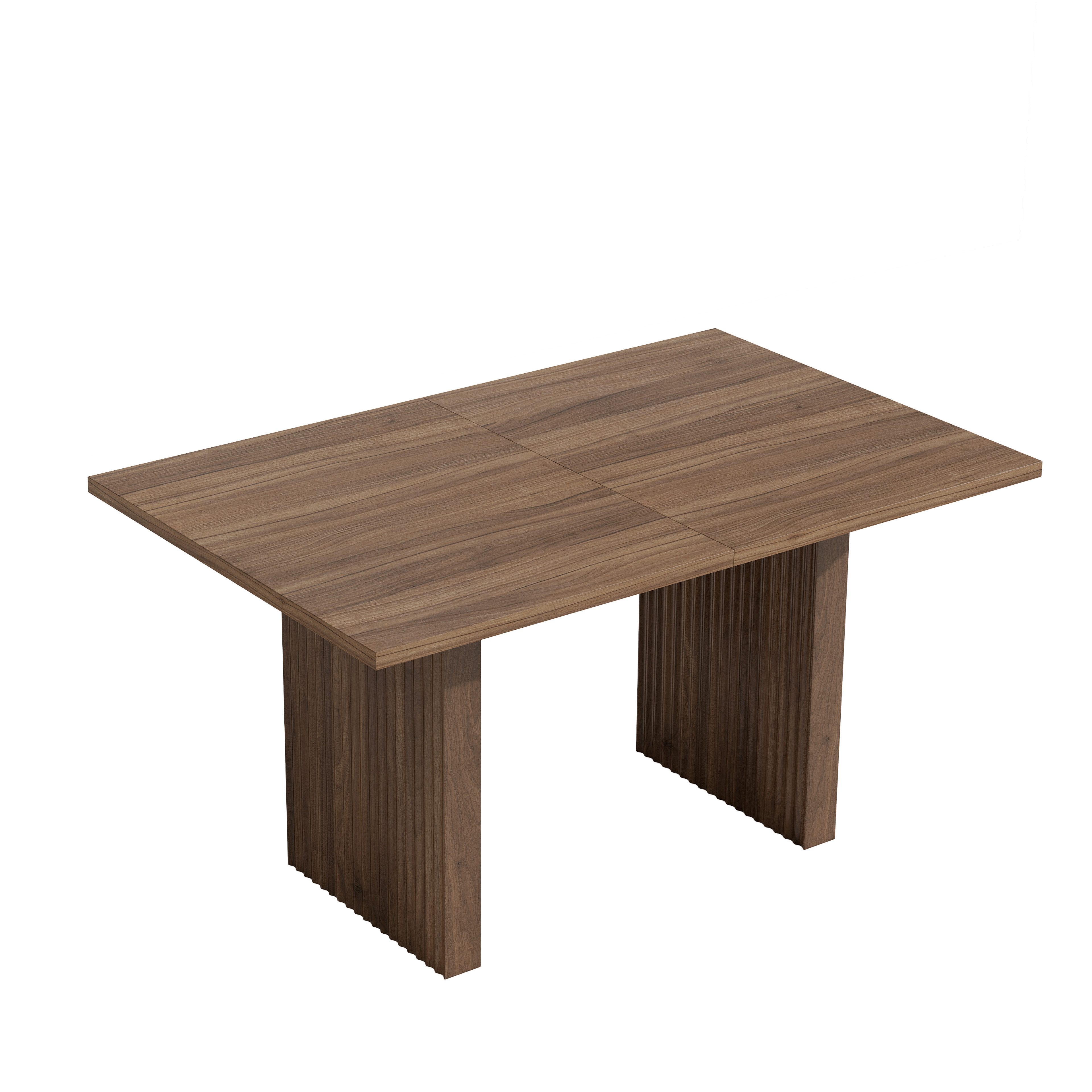 Flieks Esstisch (Länge 140-200/T90/H75 cm, 1-St., 1 Tisch), ausziehbarer Küchentisch rechteckiger Tisch Holzoptik, Nussbaumfarbe – Bild 4 von 5