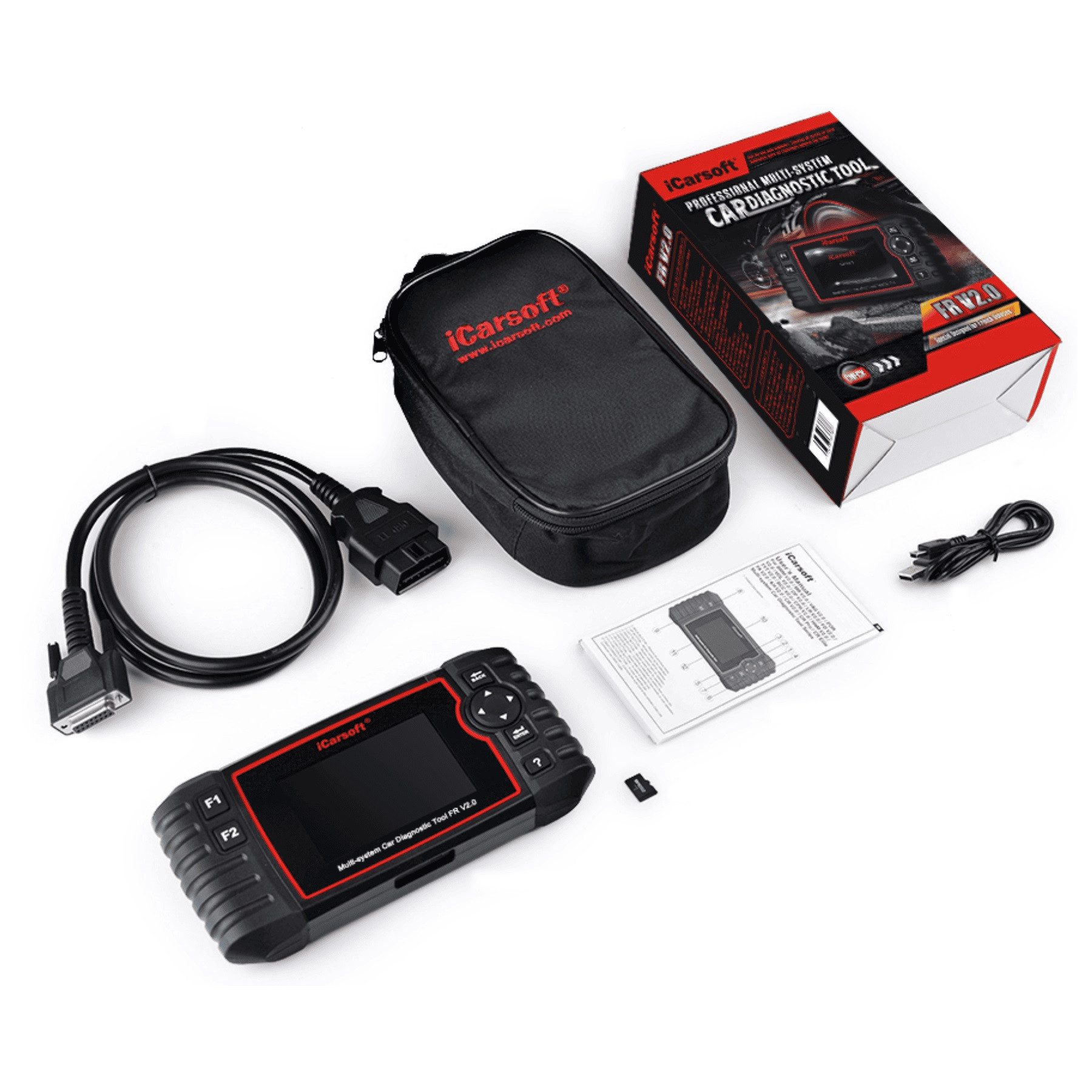 iCarsoft OBD2-Diagnosegerät FR V 2.0 für Citroen Peugeot Renault Dacia + Updates