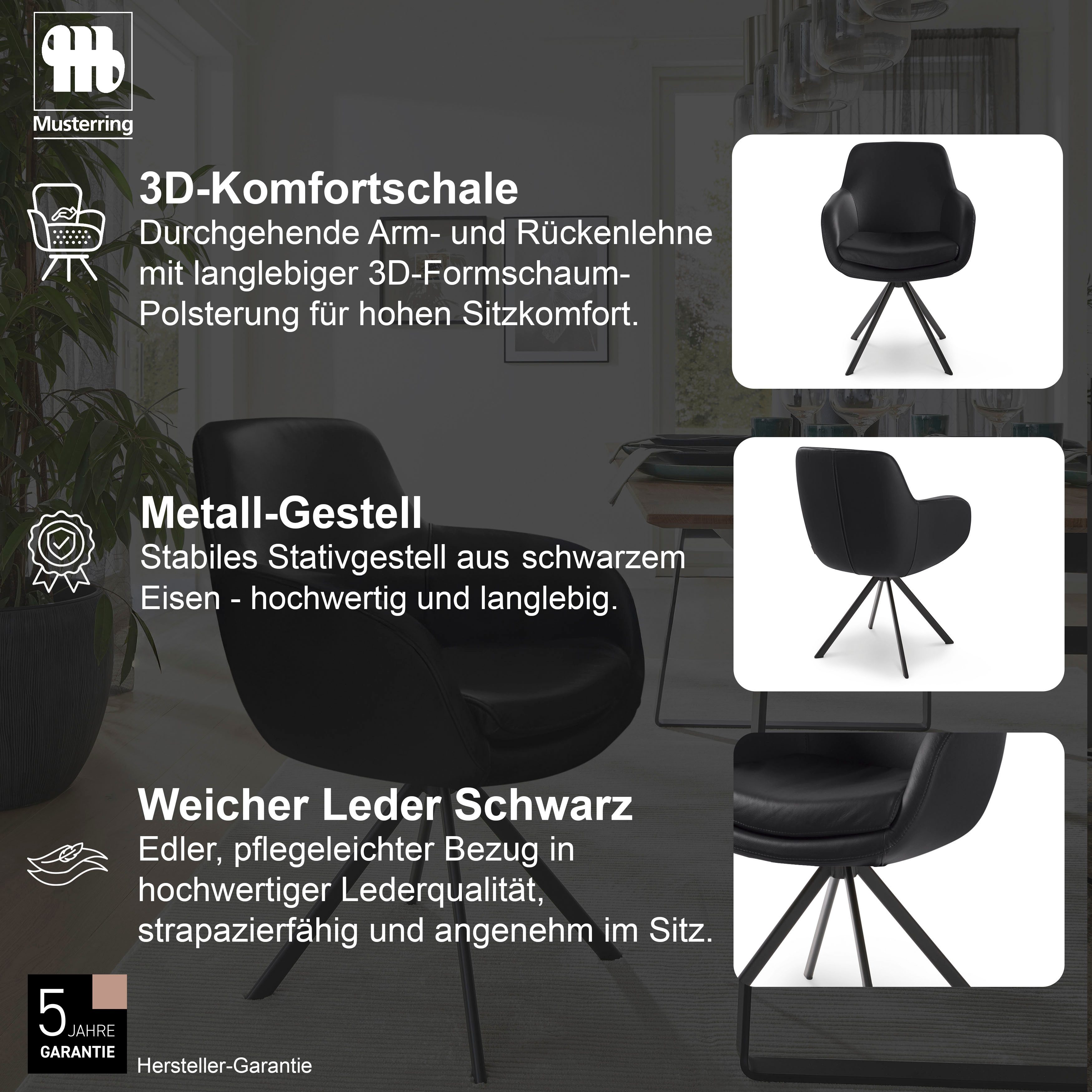 Musterring Esszimmerstuhl Tavia (Set, 2 St), Stativgestell Eisen schwarz, Drehfunktion optional, diverse Farben