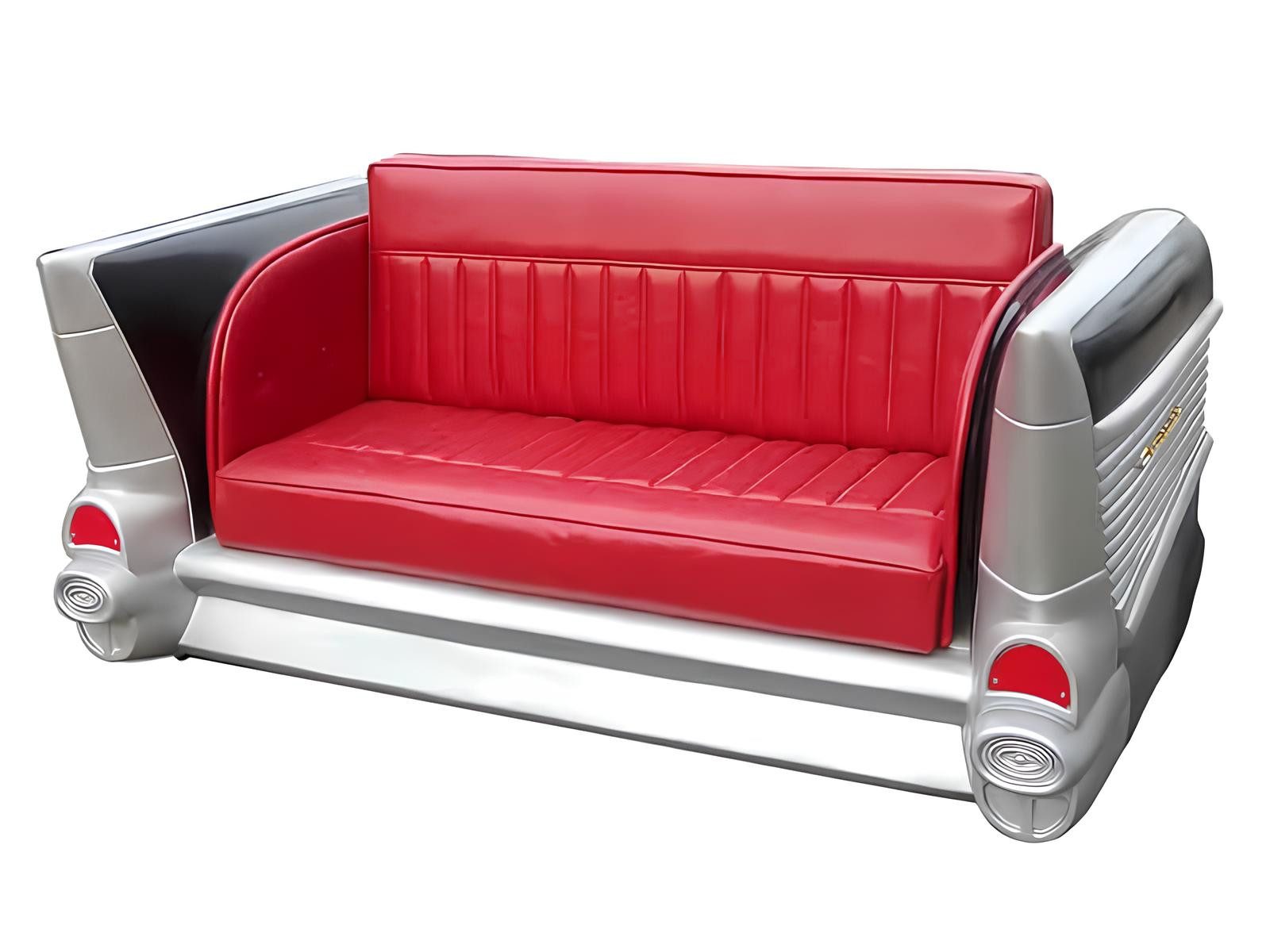 JVmoebel Sofa Cadillac Stil Autosofa in Rot aus hochwertigem Leder, Made in Europa