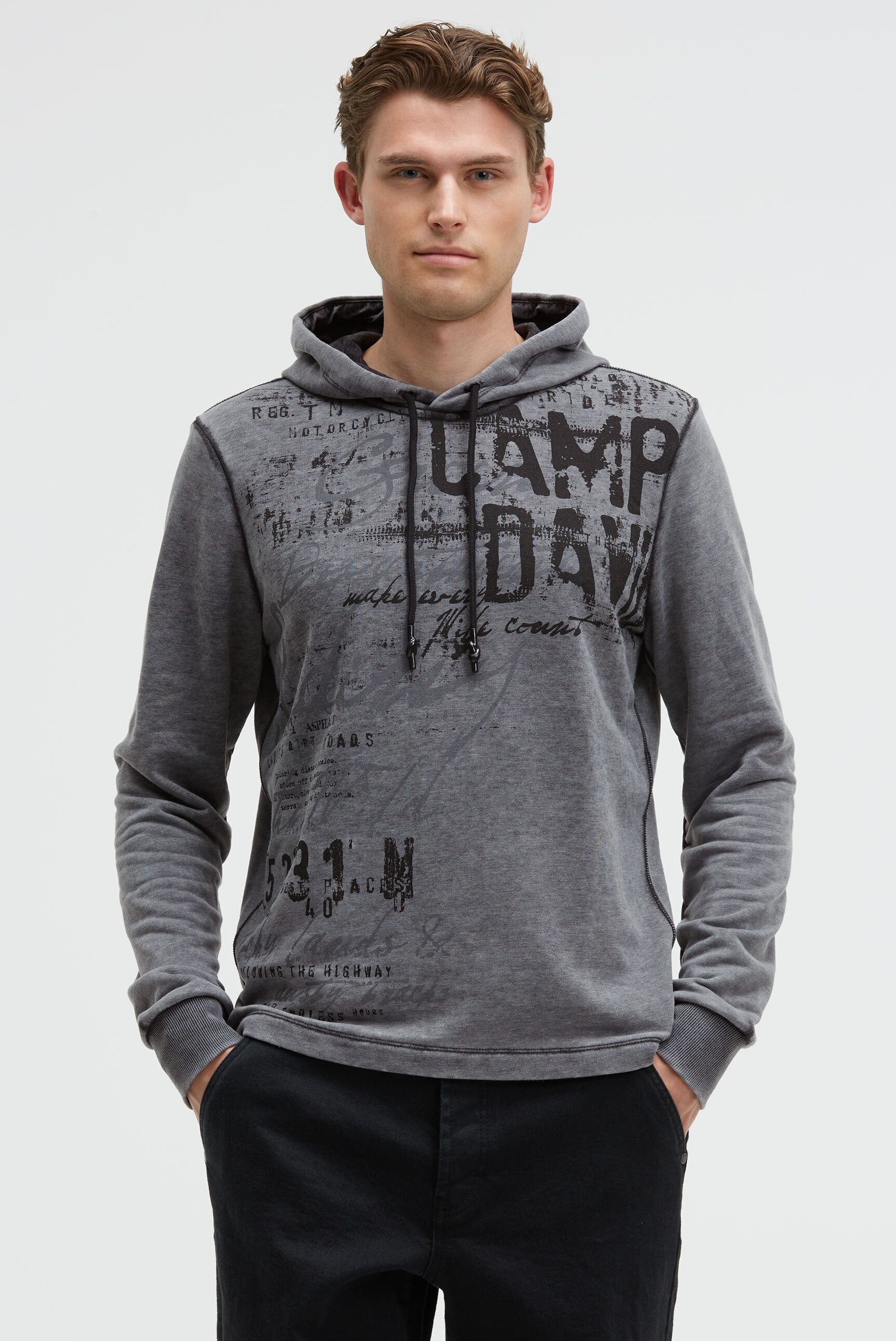 CAMP DAVID Kapuzensweatshirt mit Ausbrenner-Effekten