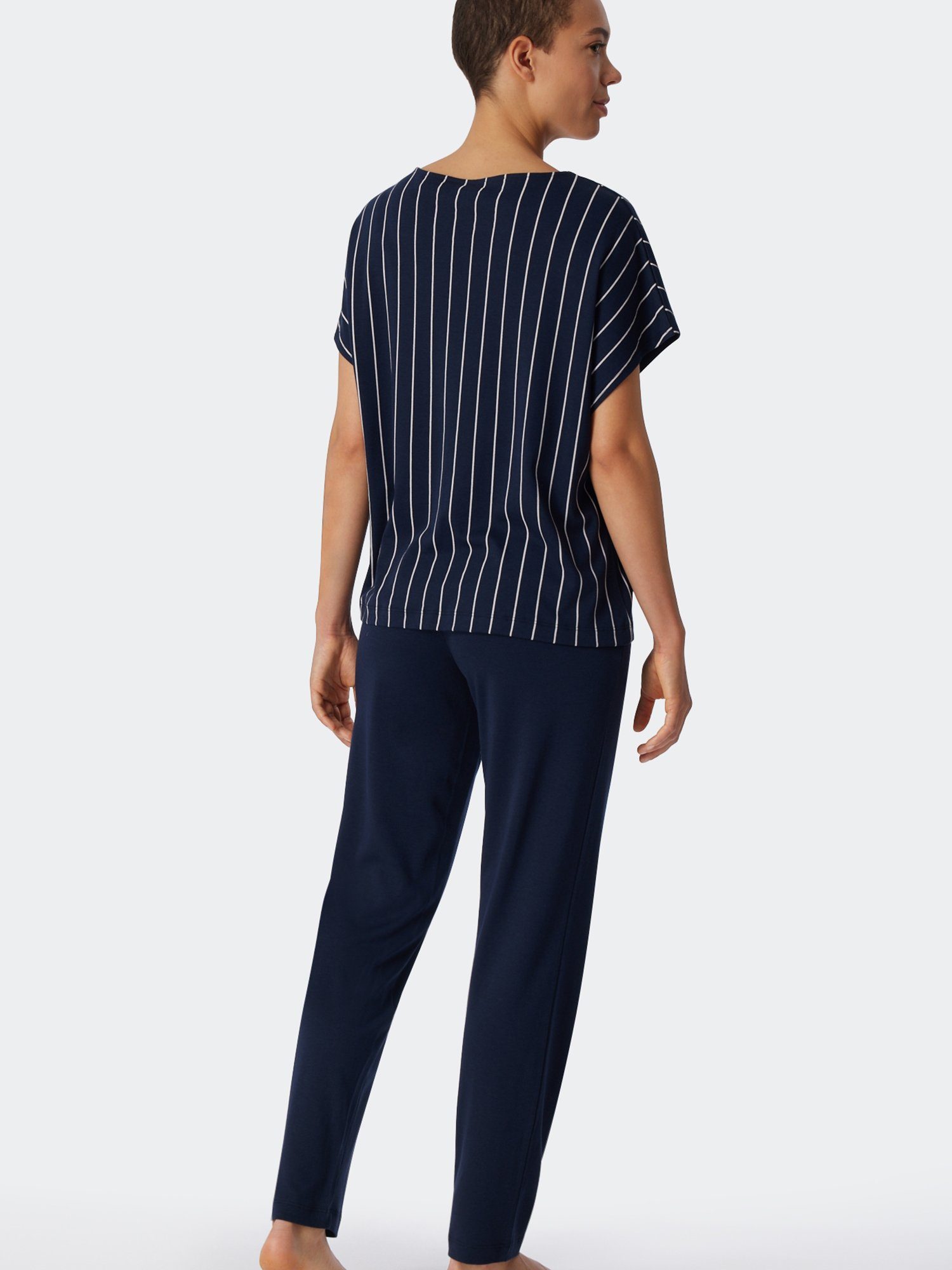 Schiesser Pyjama Modern dunkelblau Nightwear