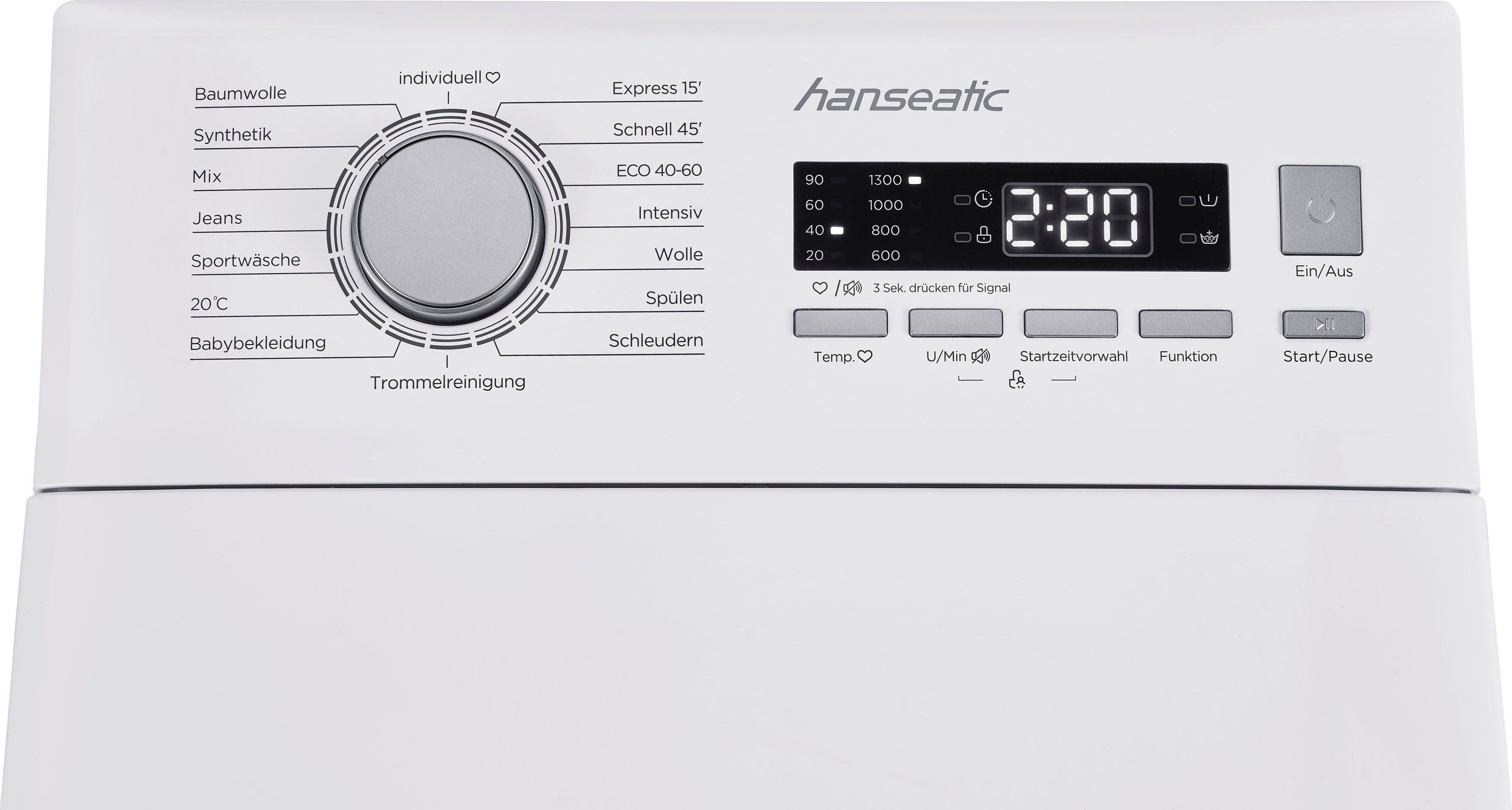 Hanseatic Waschmaschine Toplader HTW8013C, kg, U/min, 1300 8 Mengenautomatik, Überlaufschutzsystem