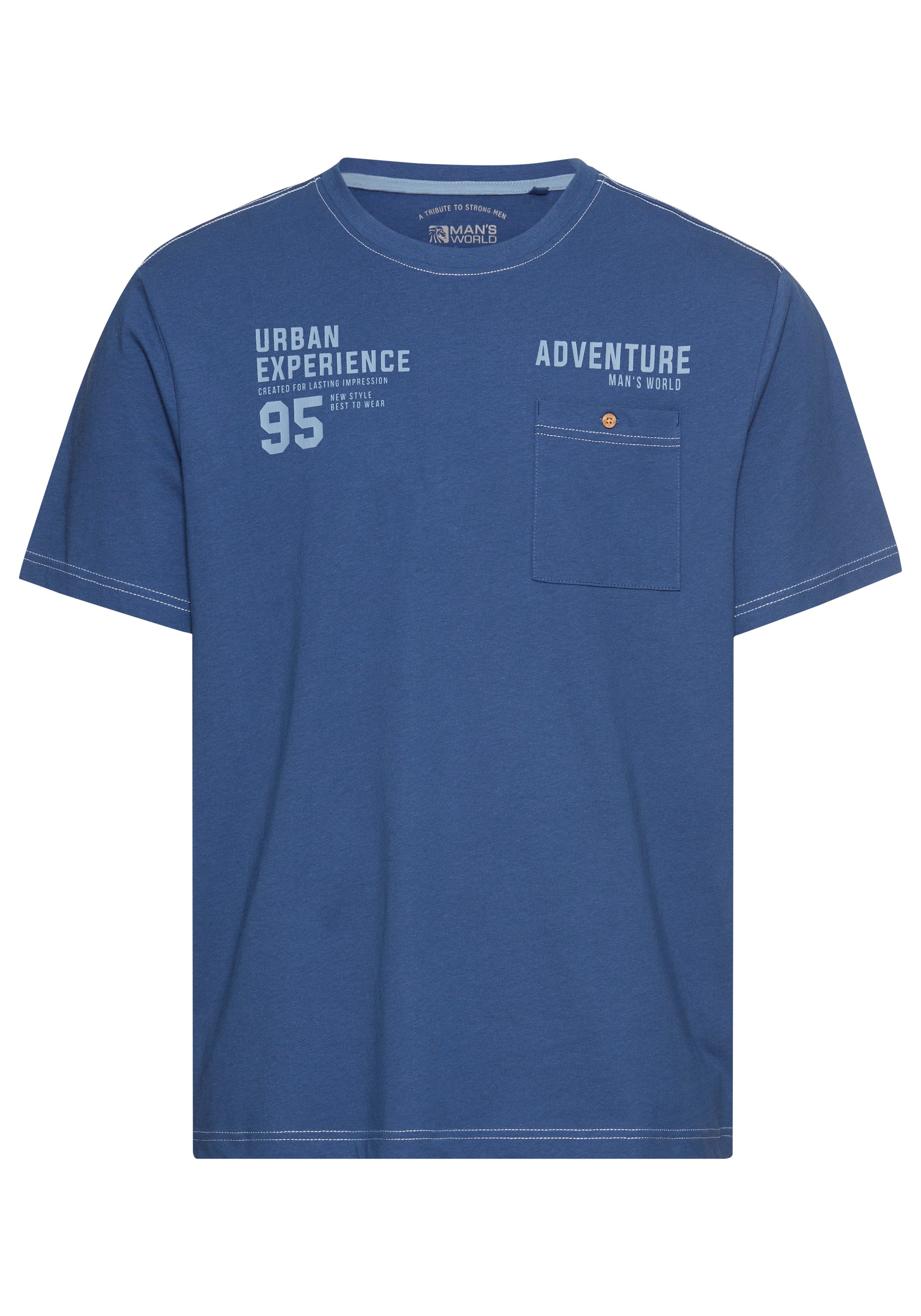 Man's World T-Shirt mit Kontrastnähten und funktionaler Brusttasche