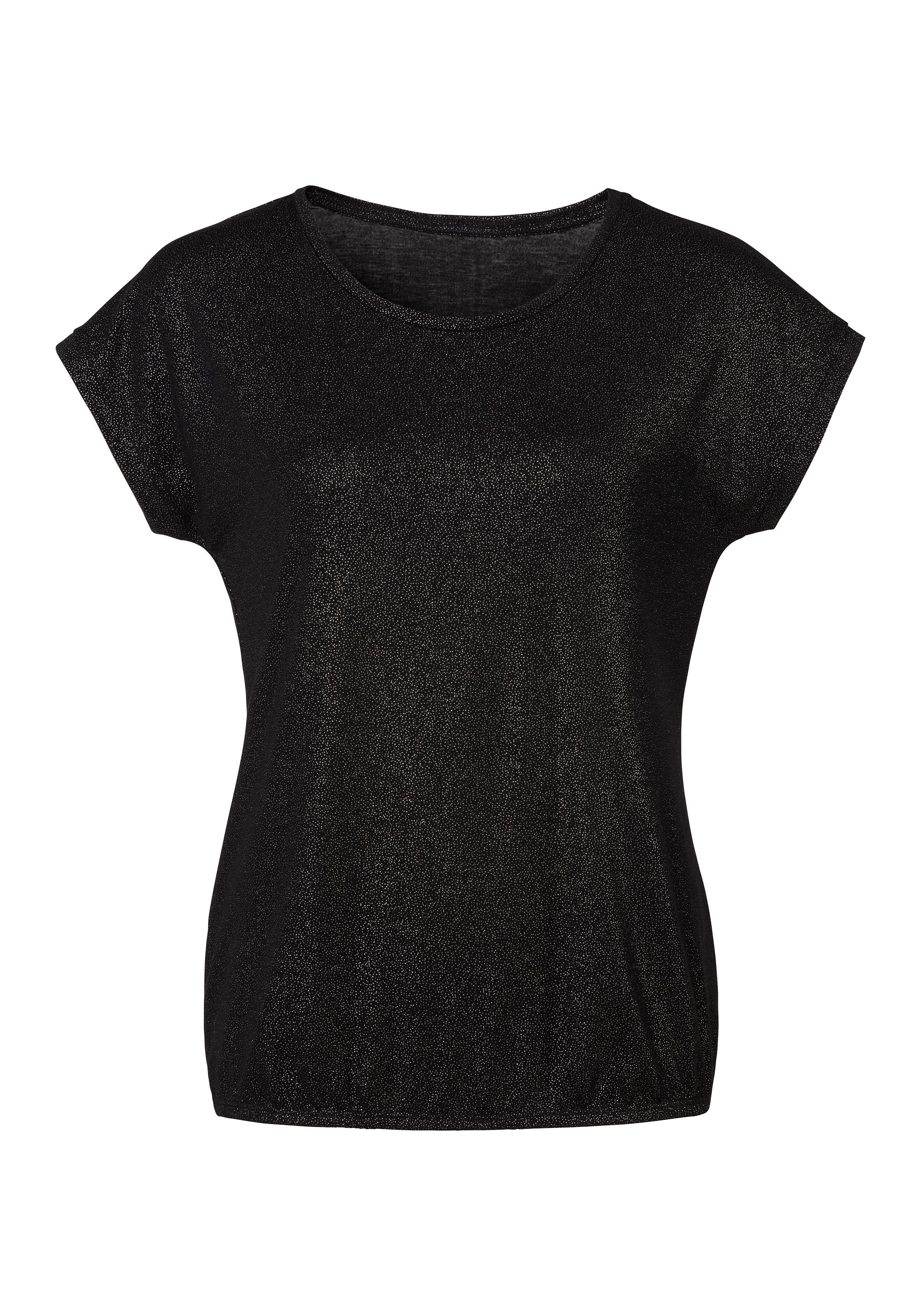 Vivance by Lascana Rundhalsshirt mit dezentem Glitzerdruck aus elastischer Jersey-Qualität mit Viskose – Bild 2 von 5