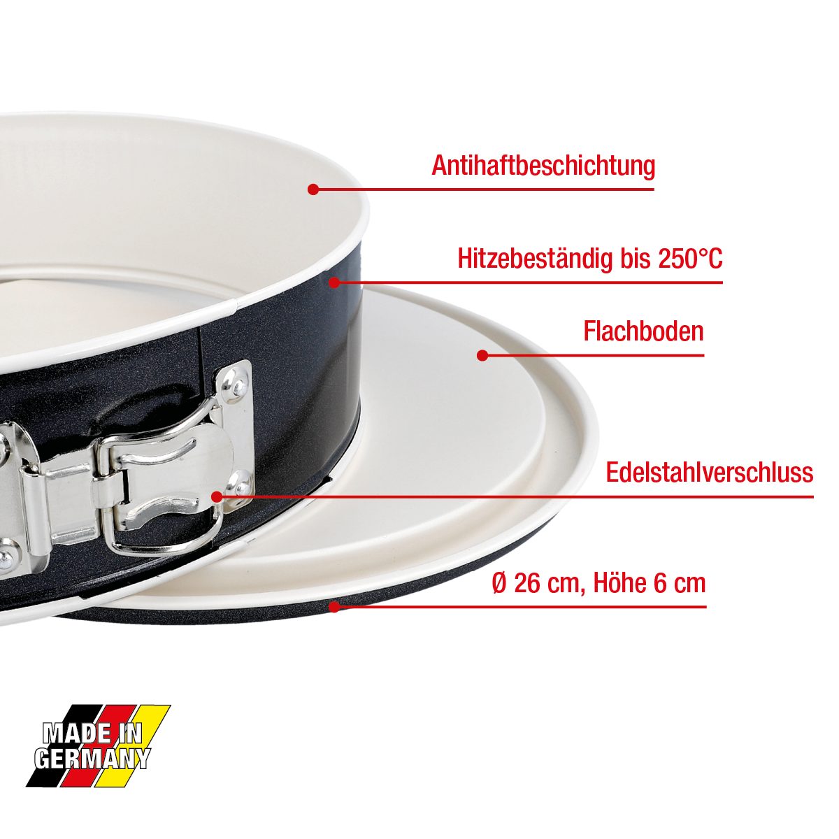 EUROHOME Springform Kuchenform rund Ø26 cm Antihaftbeschichtung, (2-tlg), Kuchenform rund - Backform Kuchen antihaft