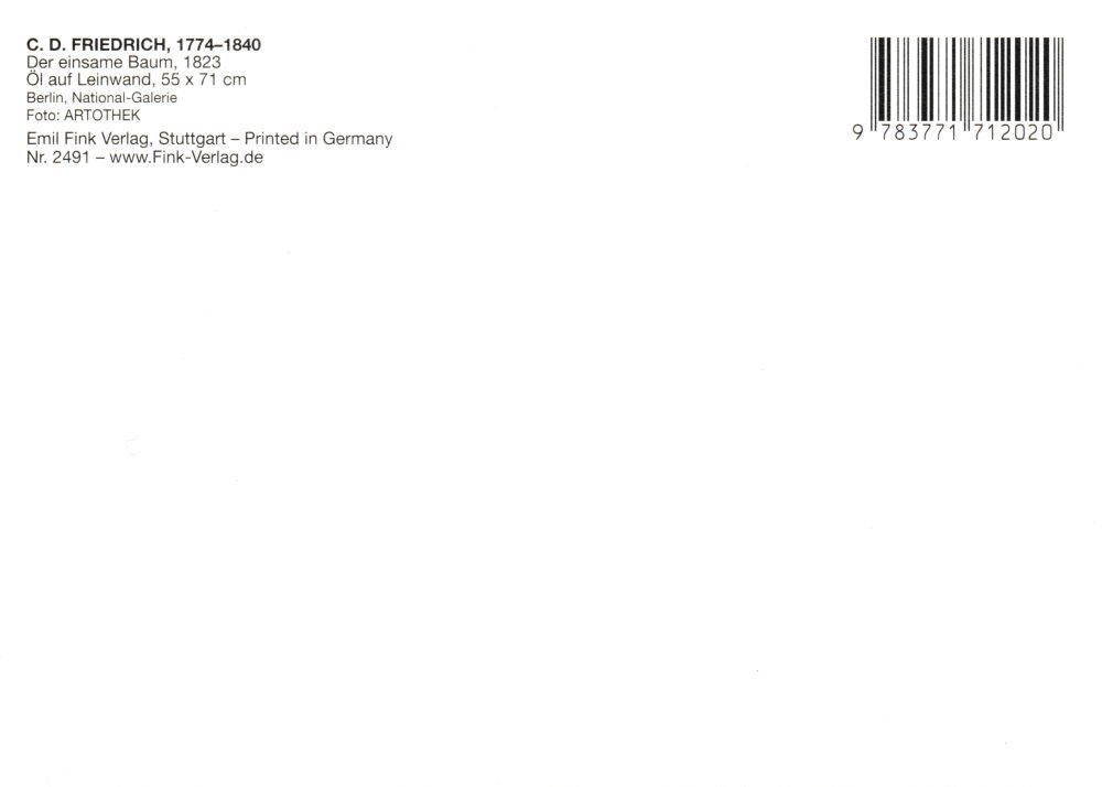 Caspar einsame Friedrich Kunstkarte David Baum" "Der Postkarte